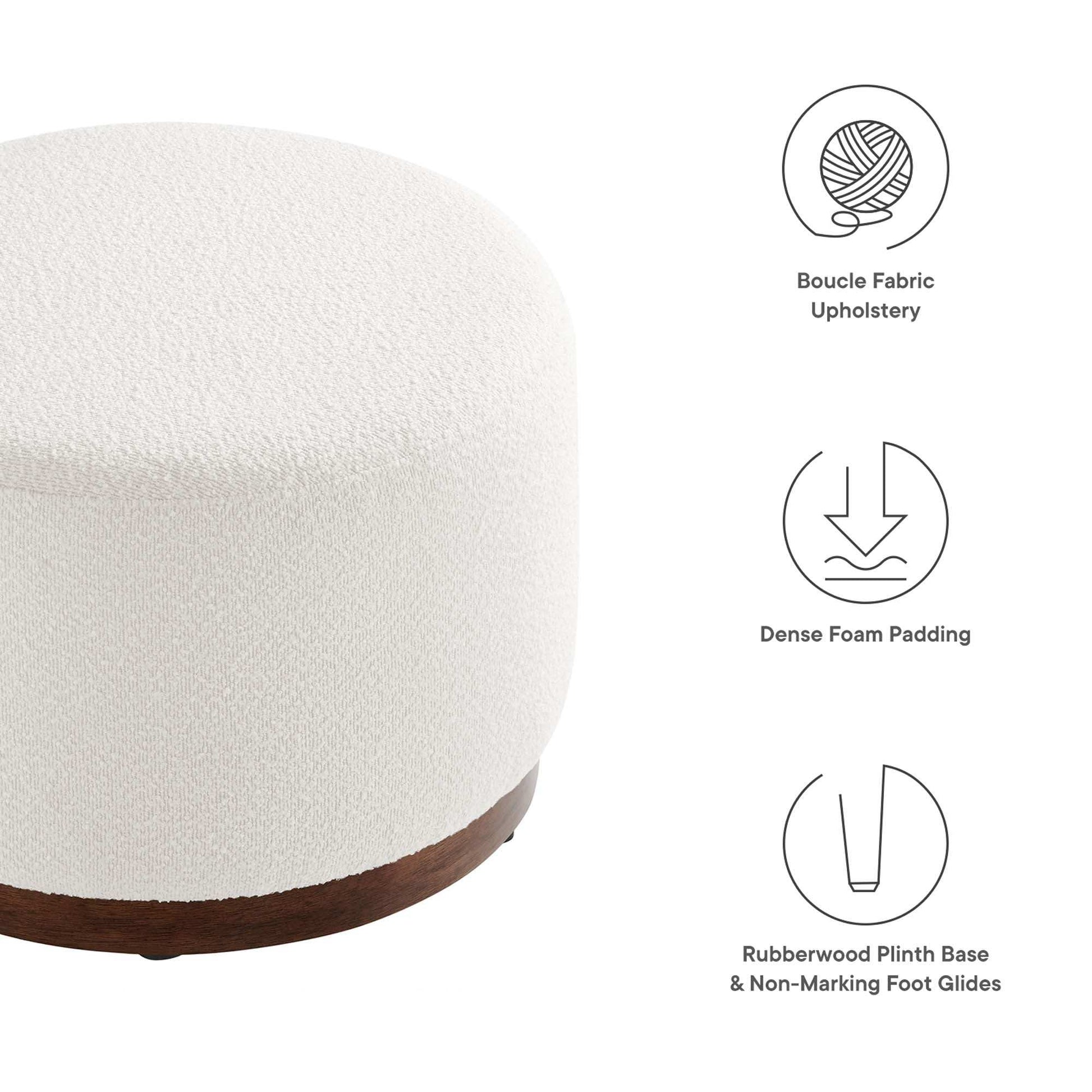 Tilden Large 23" Round Boucle Upholstered Upholstered Ottoman by Modway - Best Buy Furniture