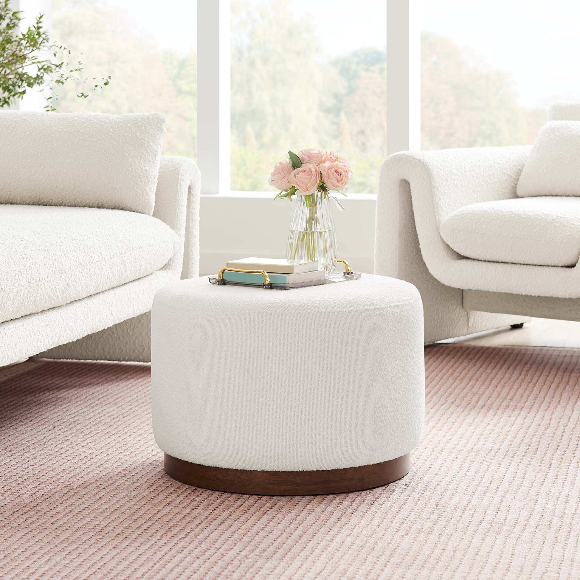 Tilden Large 23" Round Boucle Upholstered Upholstered Ottoman by Modway - Best Buy Furniture