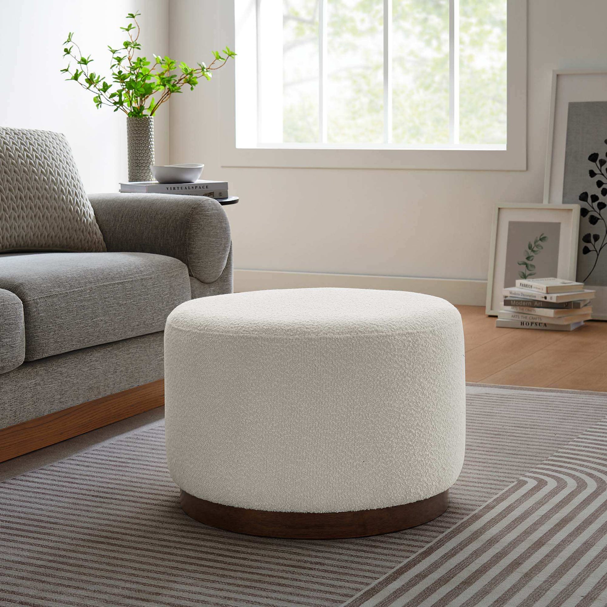 Tilden Large 23" Round Boucle Upholstered Upholstered Ottoman by Modway - Best Buy Furniture