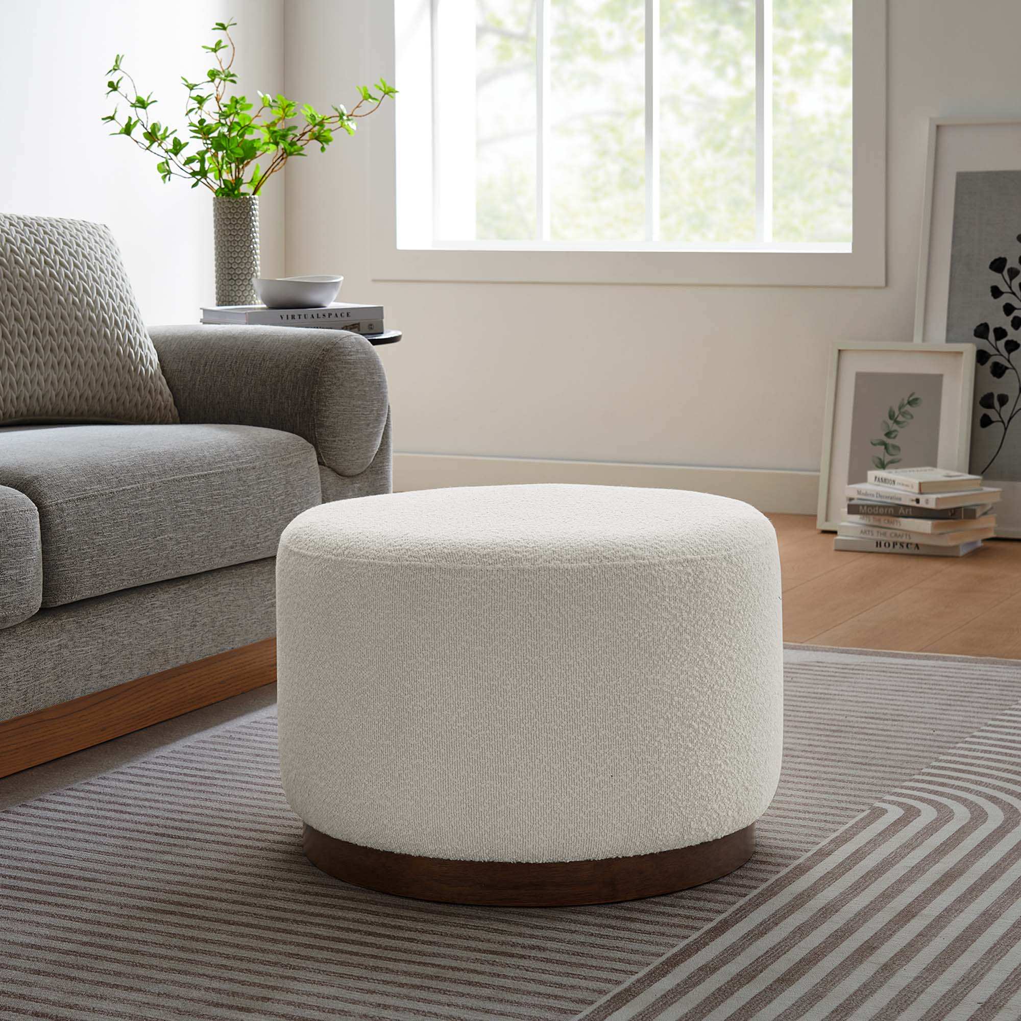 Tilden Large 23" Round Boucle Upholstered Upholstered Ottoman by Modway - Best Buy Furniture