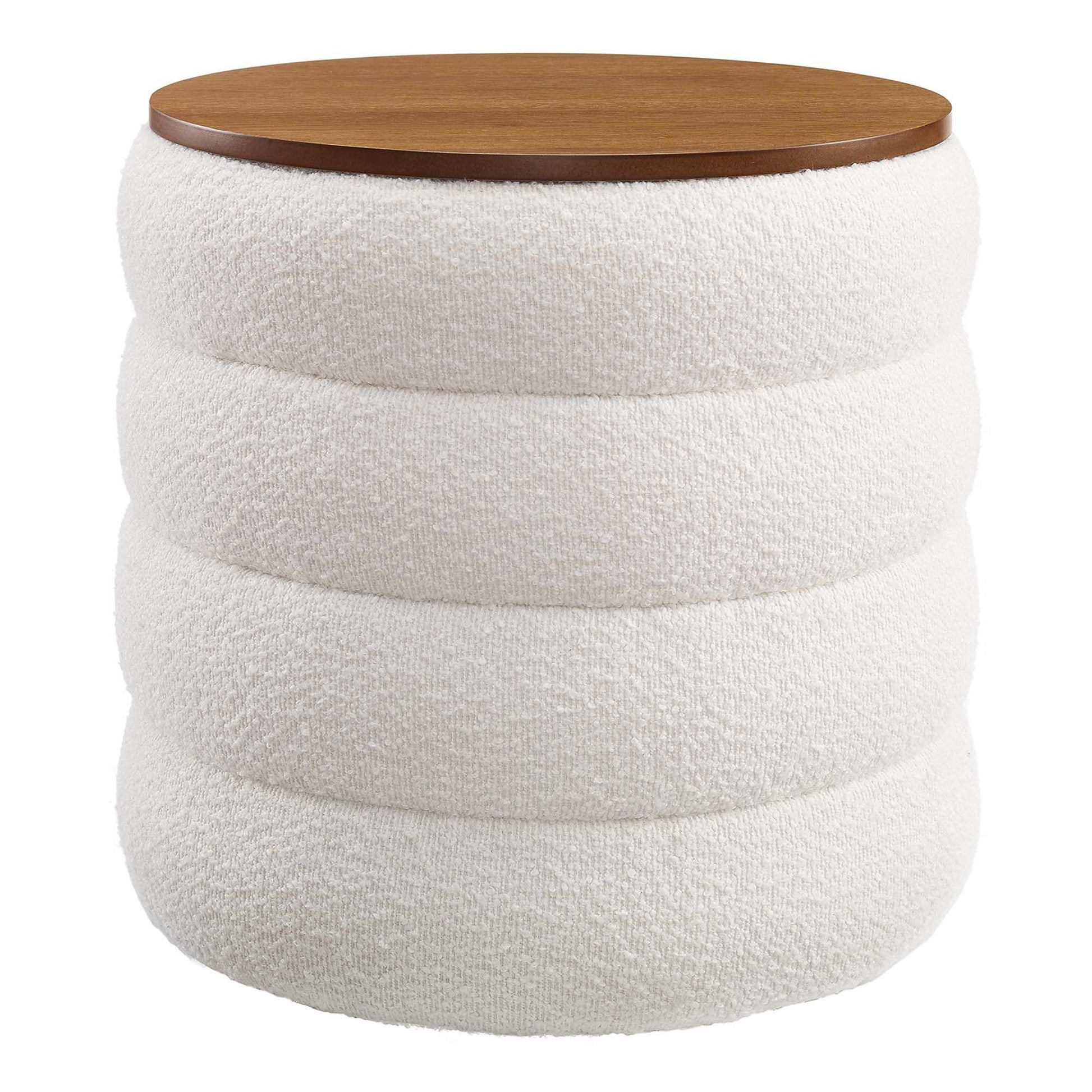 Mezzo Round Boucle Fabric Storage Ottoman by Modway - Best Buy Furniture