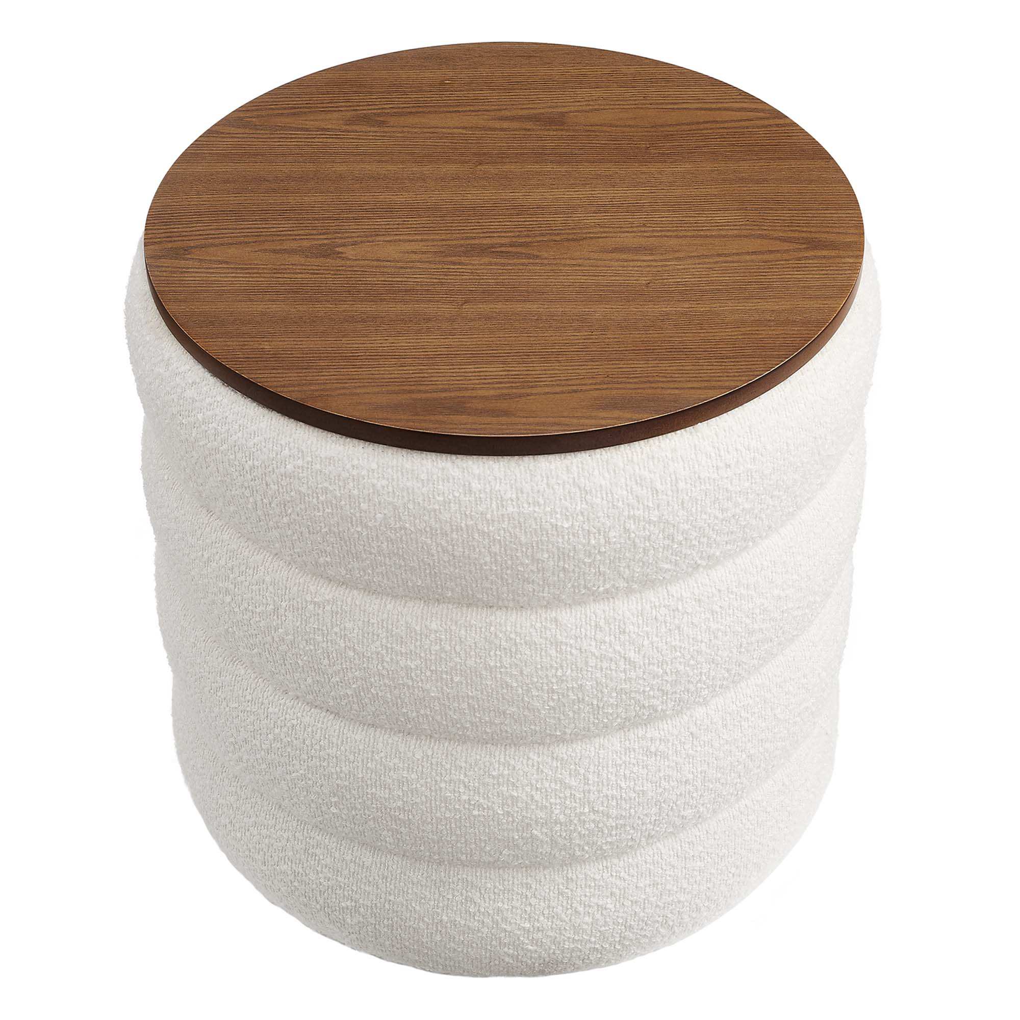 Mezzo Round Boucle Fabric Storage Ottoman by Modway - Best Buy Furniture