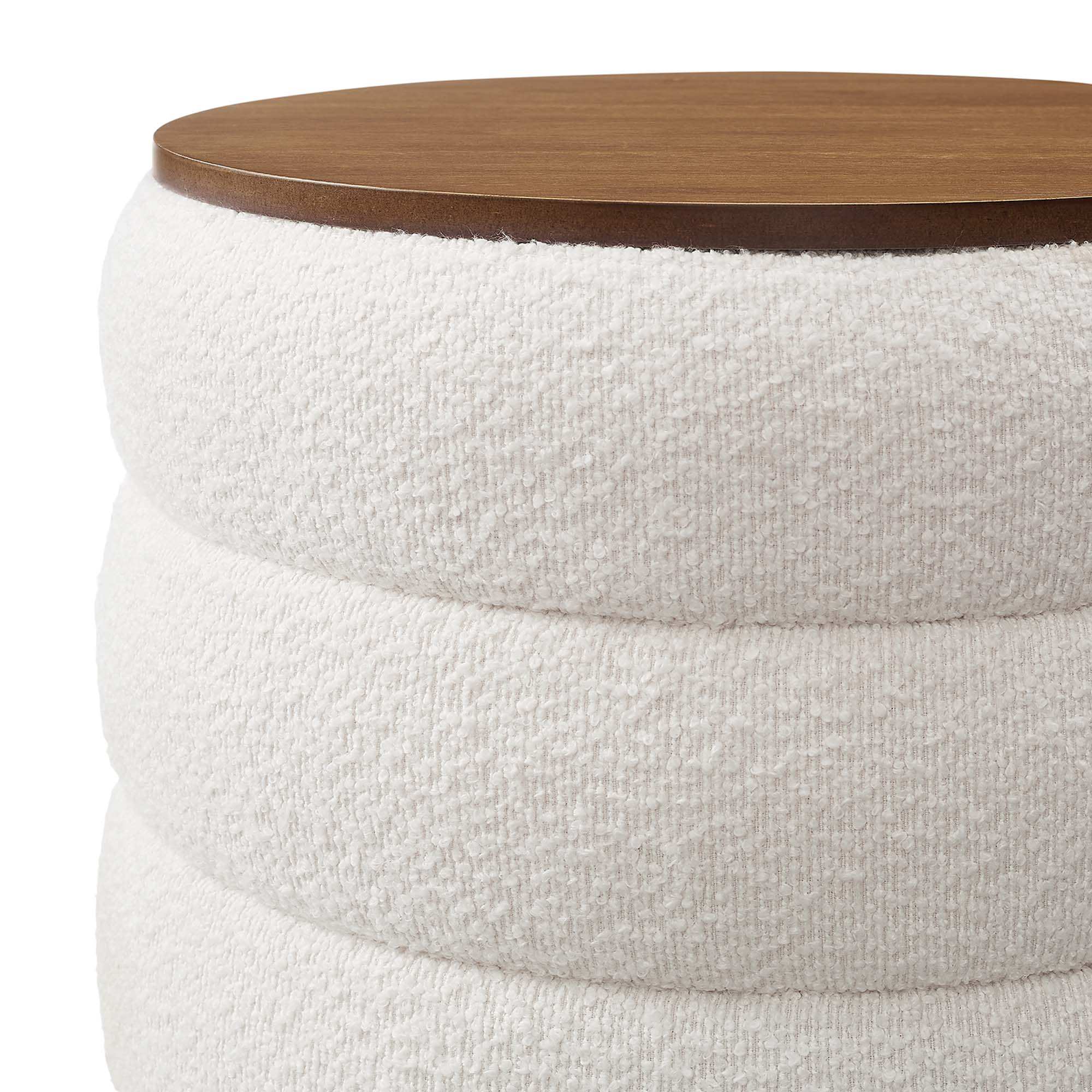 Mezzo Round Boucle Fabric Storage Ottoman by Modway - Best Buy Furniture