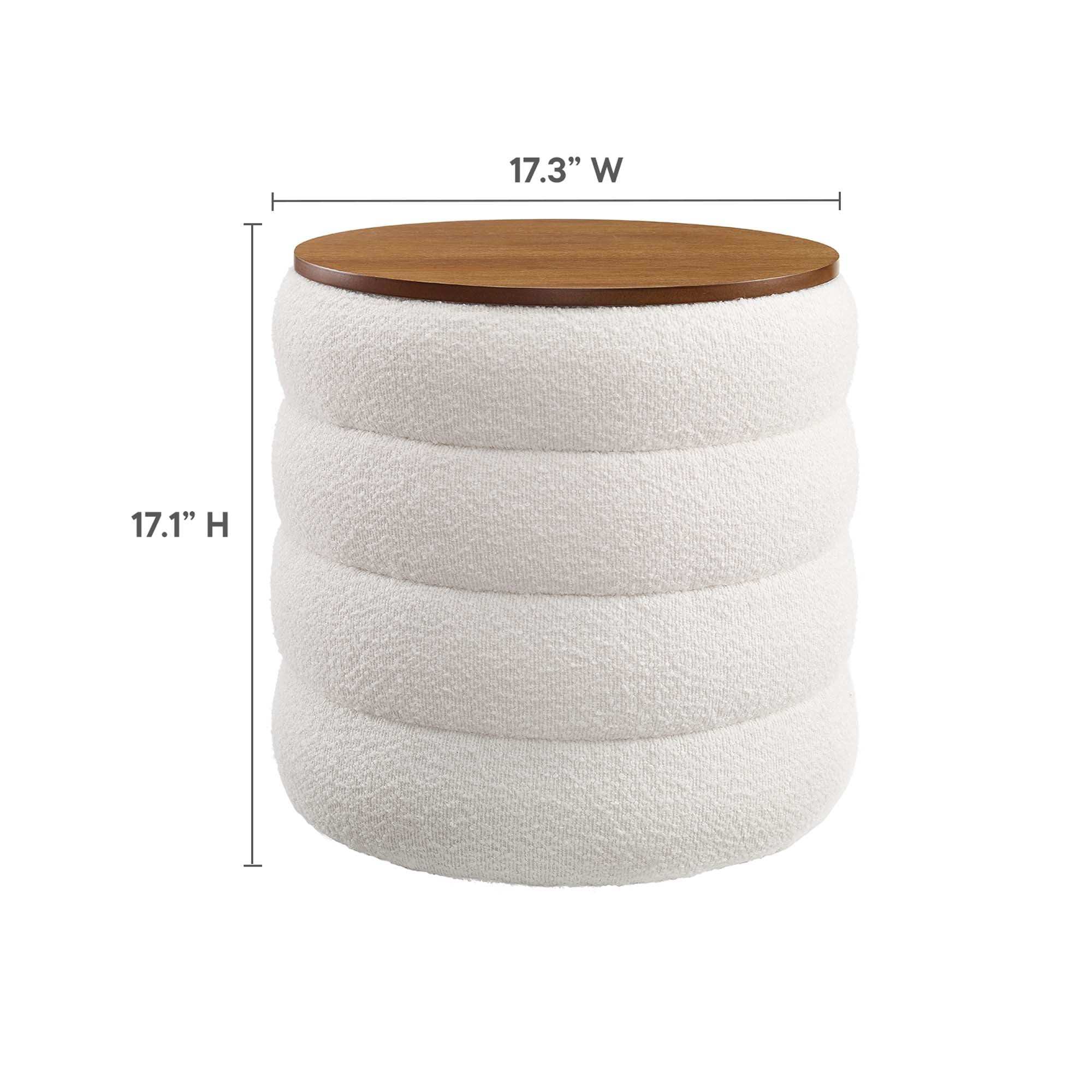 Mezzo Round Boucle Fabric Storage Ottoman by Modway - Best Buy Furniture