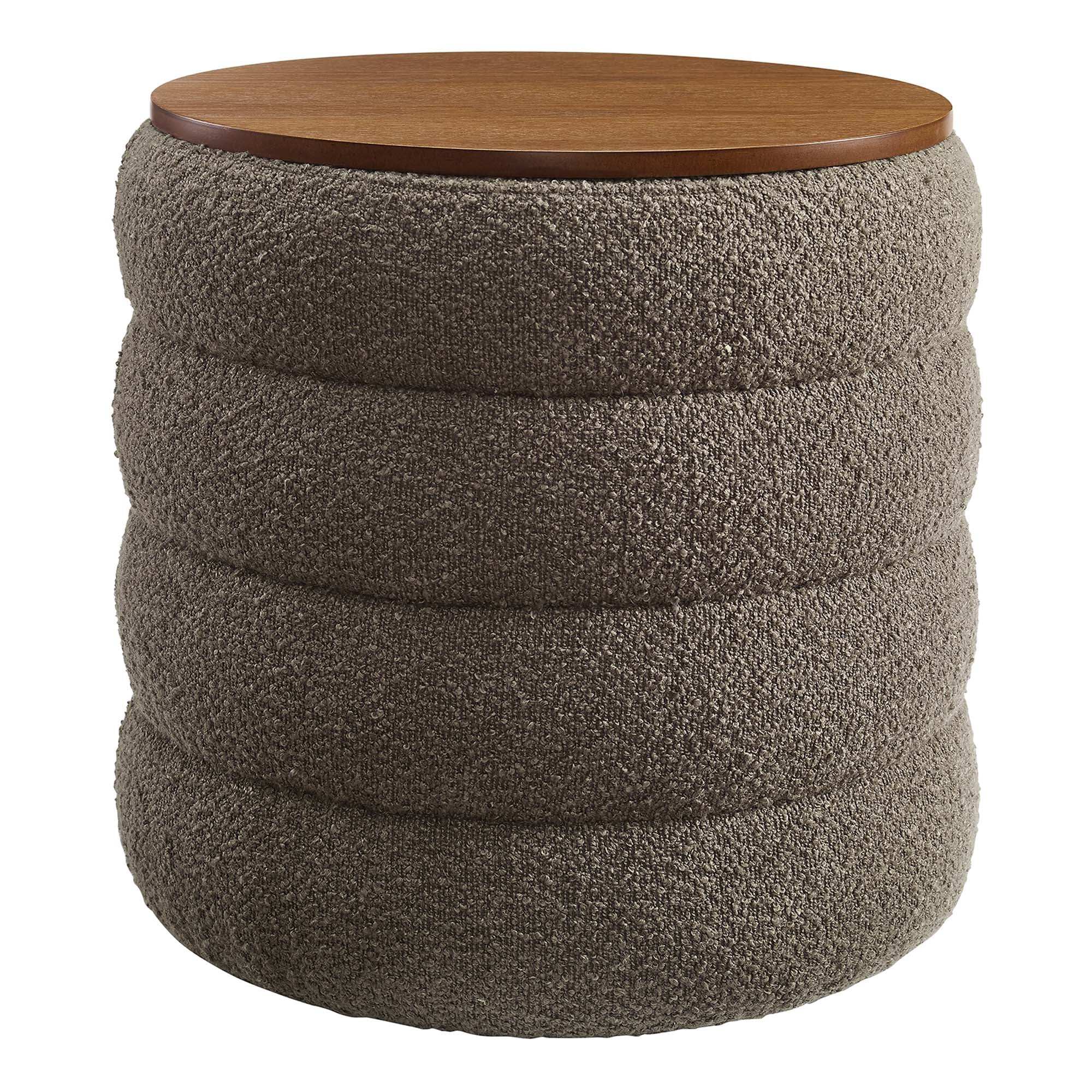 Mezzo Round Boucle Fabric Storage Ottoman by Modway - Best Buy Furniture