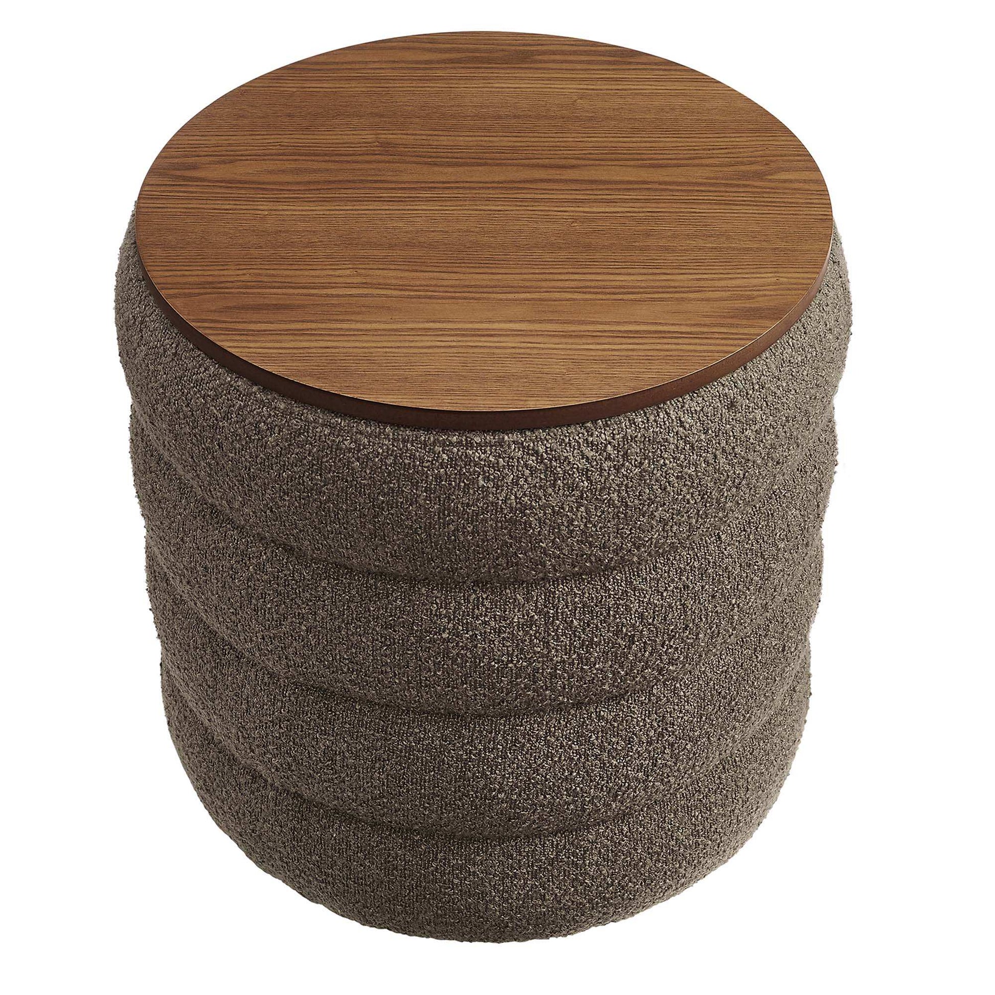 Mezzo Round Boucle Fabric Storage Ottoman by Modway - Best Buy Furniture