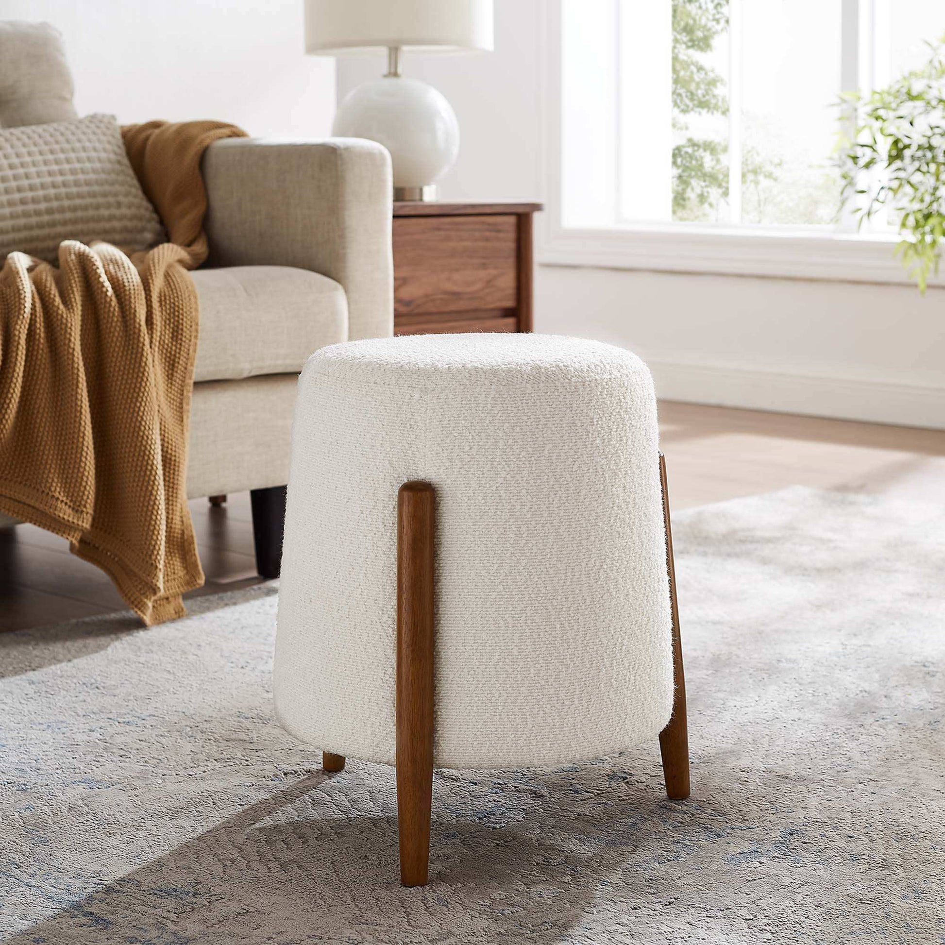 Riven Upholstered Boucle Fabric Ottoman by Modway - Best Buy Furniture