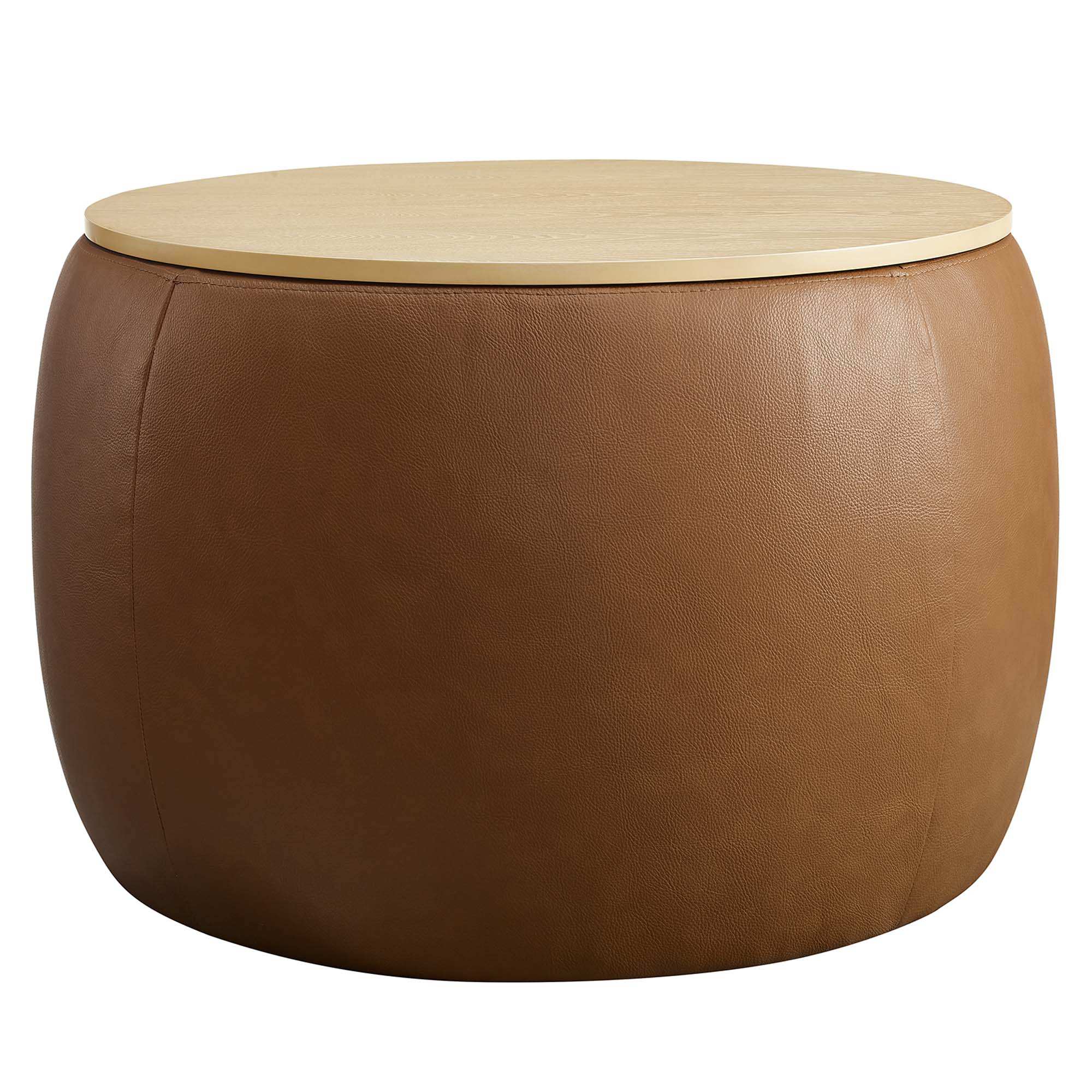 Perla Round Vegan Leather Storage Ottoman by Modway - Best Buy Furniture