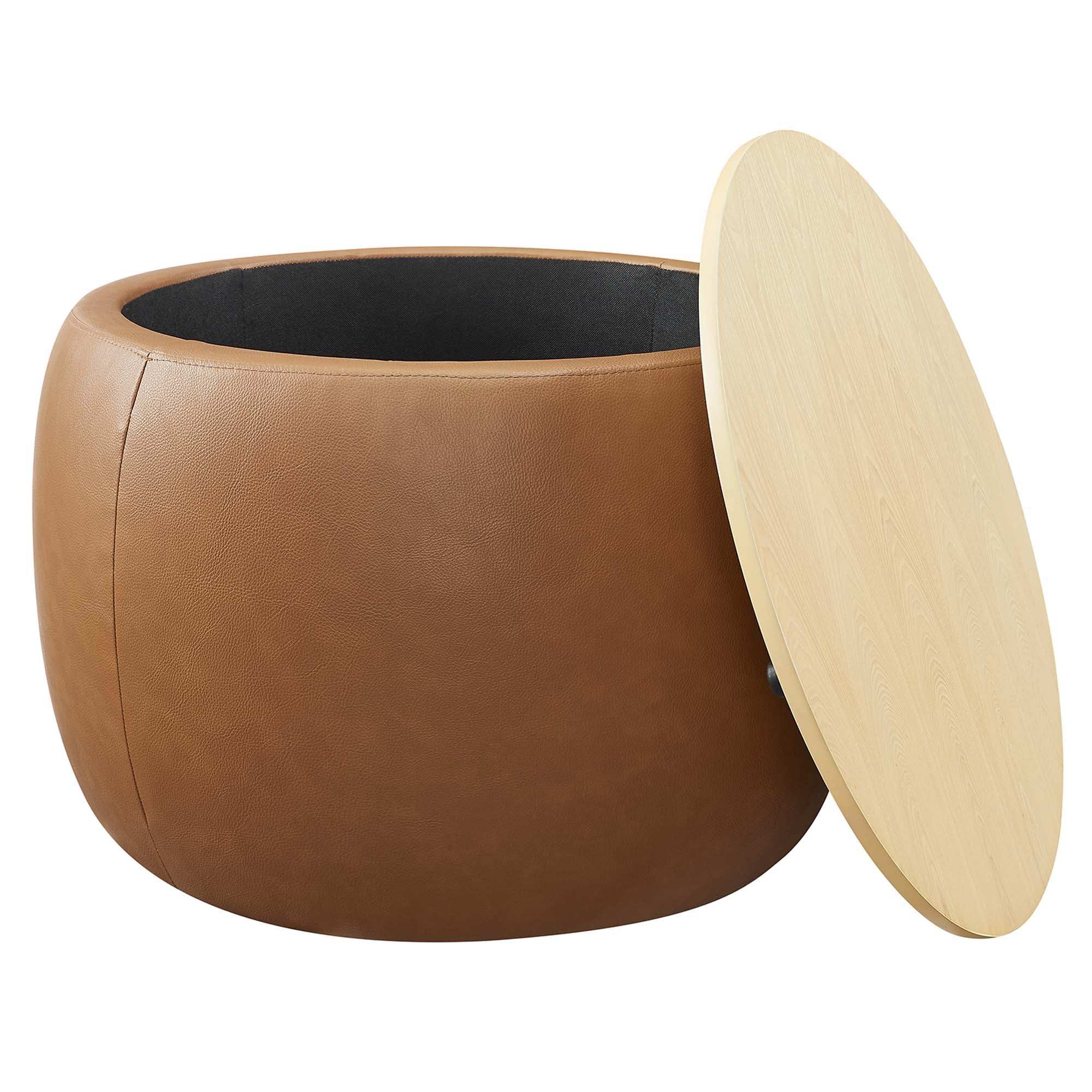 Perla Round Vegan Leather Storage Ottoman by Modway - Best Buy Furniture