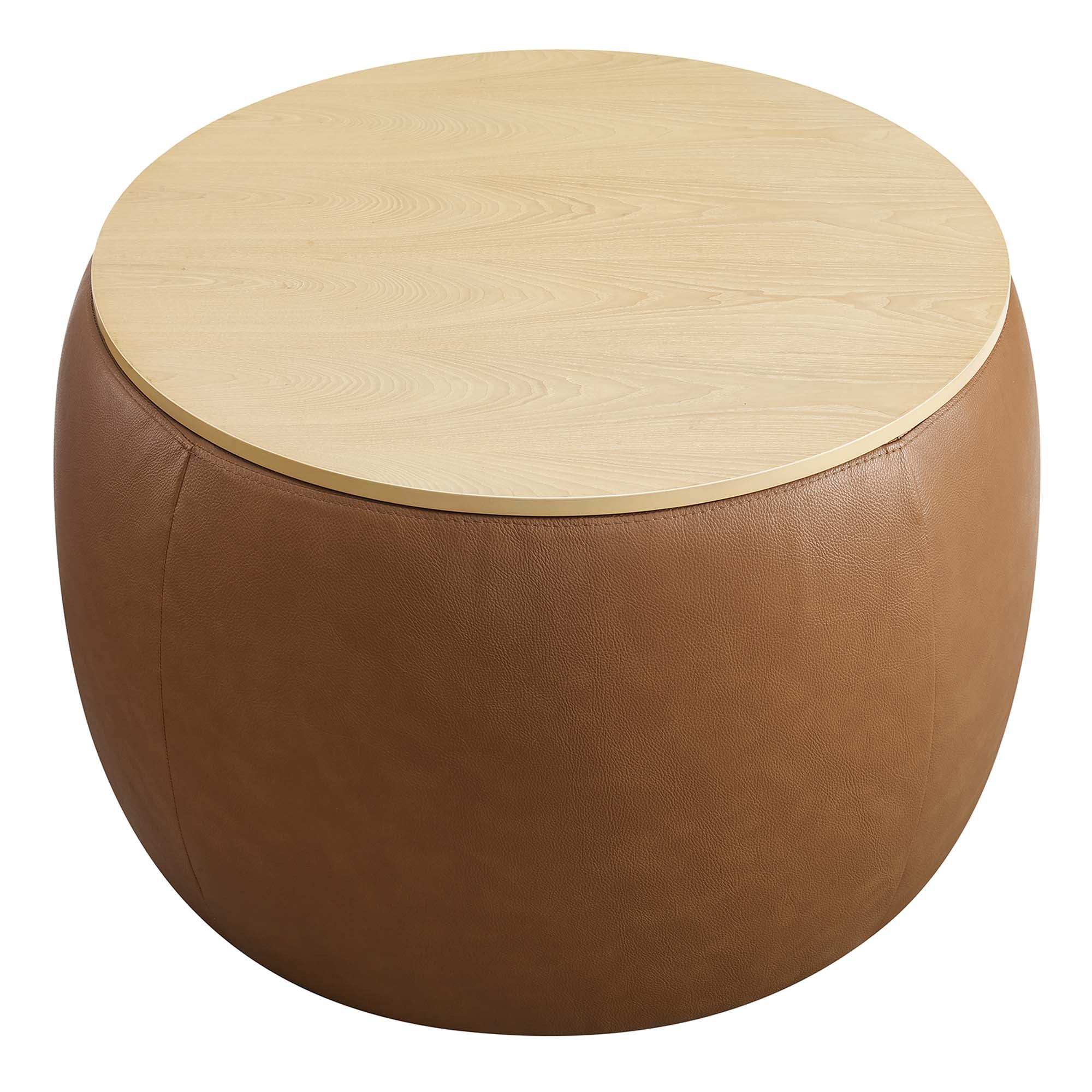 Perla Round Vegan Leather Storage Ottoman by Modway - Best Buy Furniture