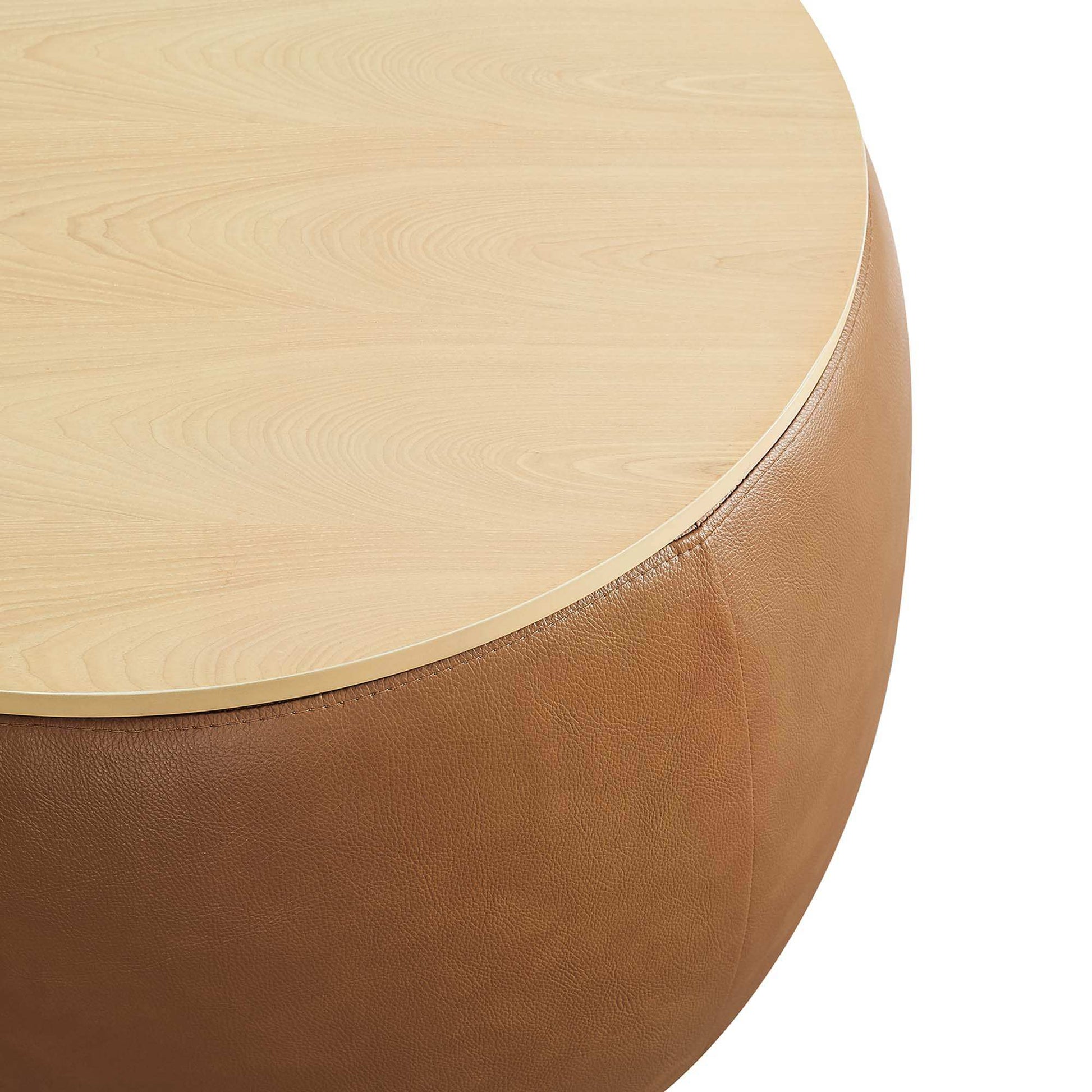 Perla Round Vegan Leather Storage Ottoman by Modway - Best Buy Furniture