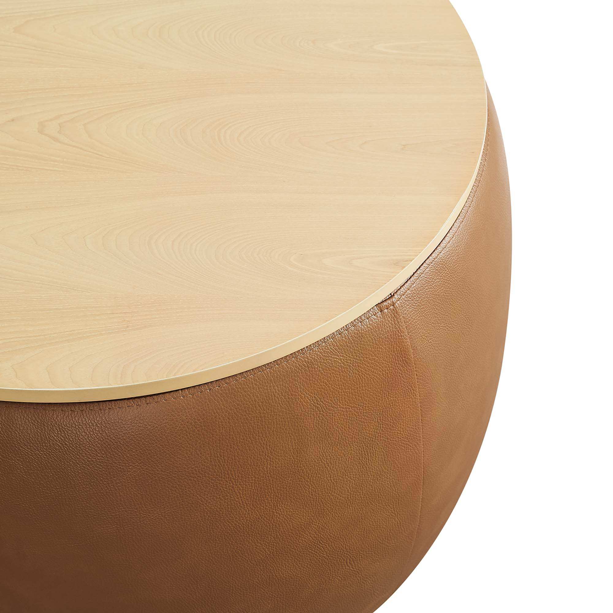 Perla Round Vegan Leather Storage Ottoman by Modway - Best Buy Furniture