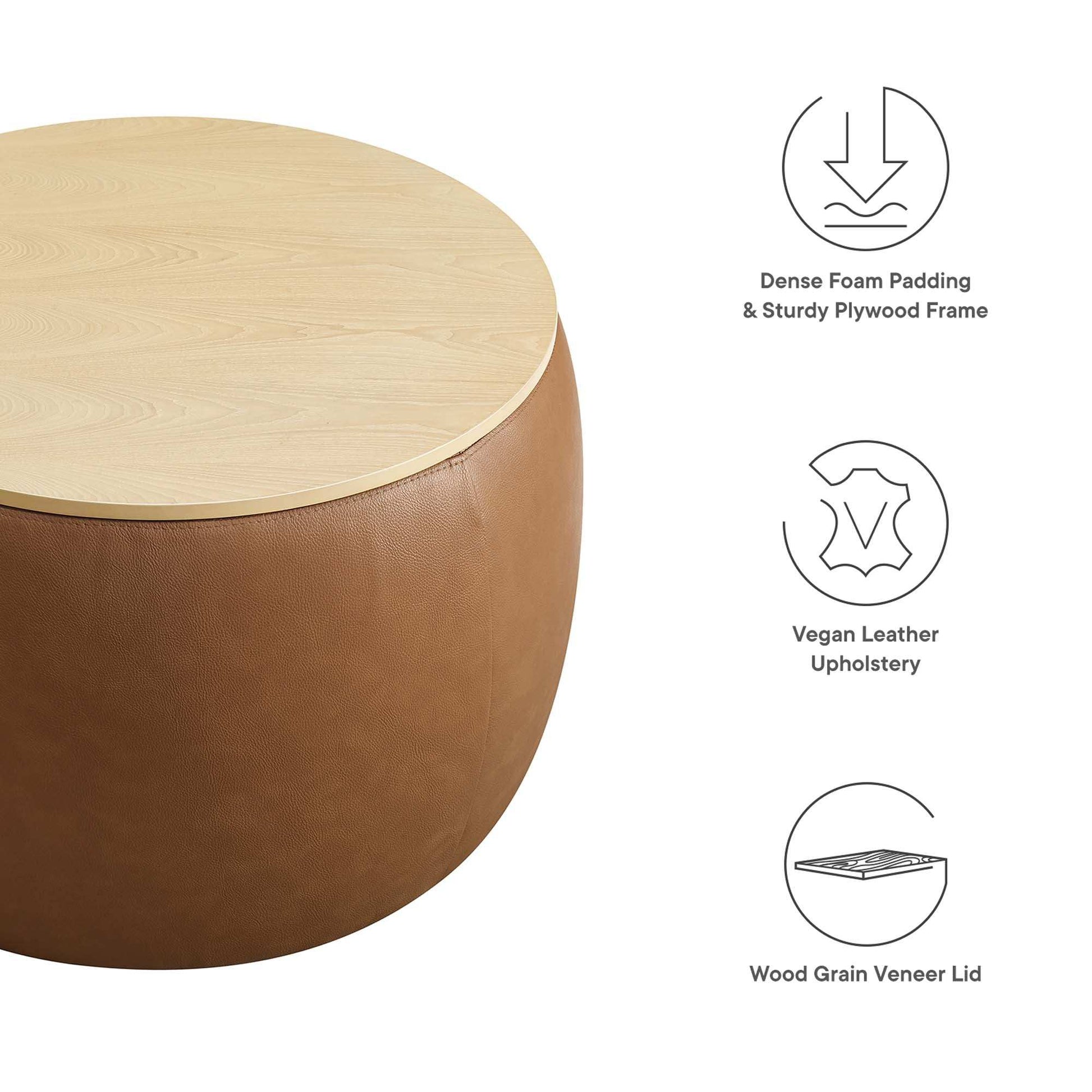 Perla Round Vegan Leather Storage Ottoman by Modway - Best Buy Furniture