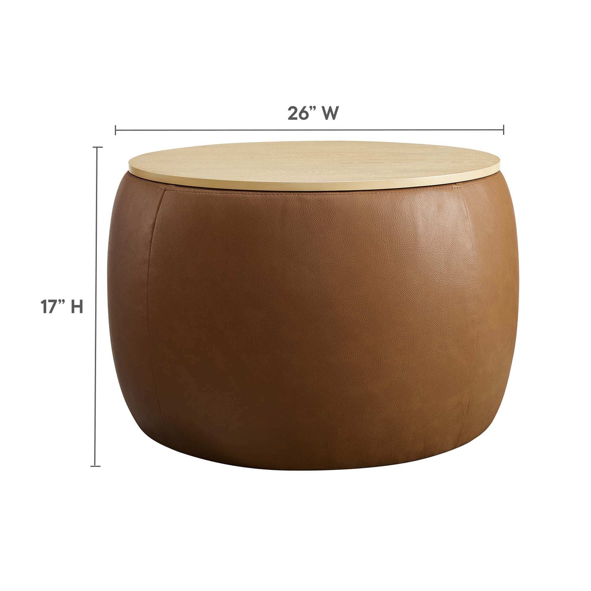 Perla Round Vegan Leather Storage Ottoman by Modway - Best Buy Furniture