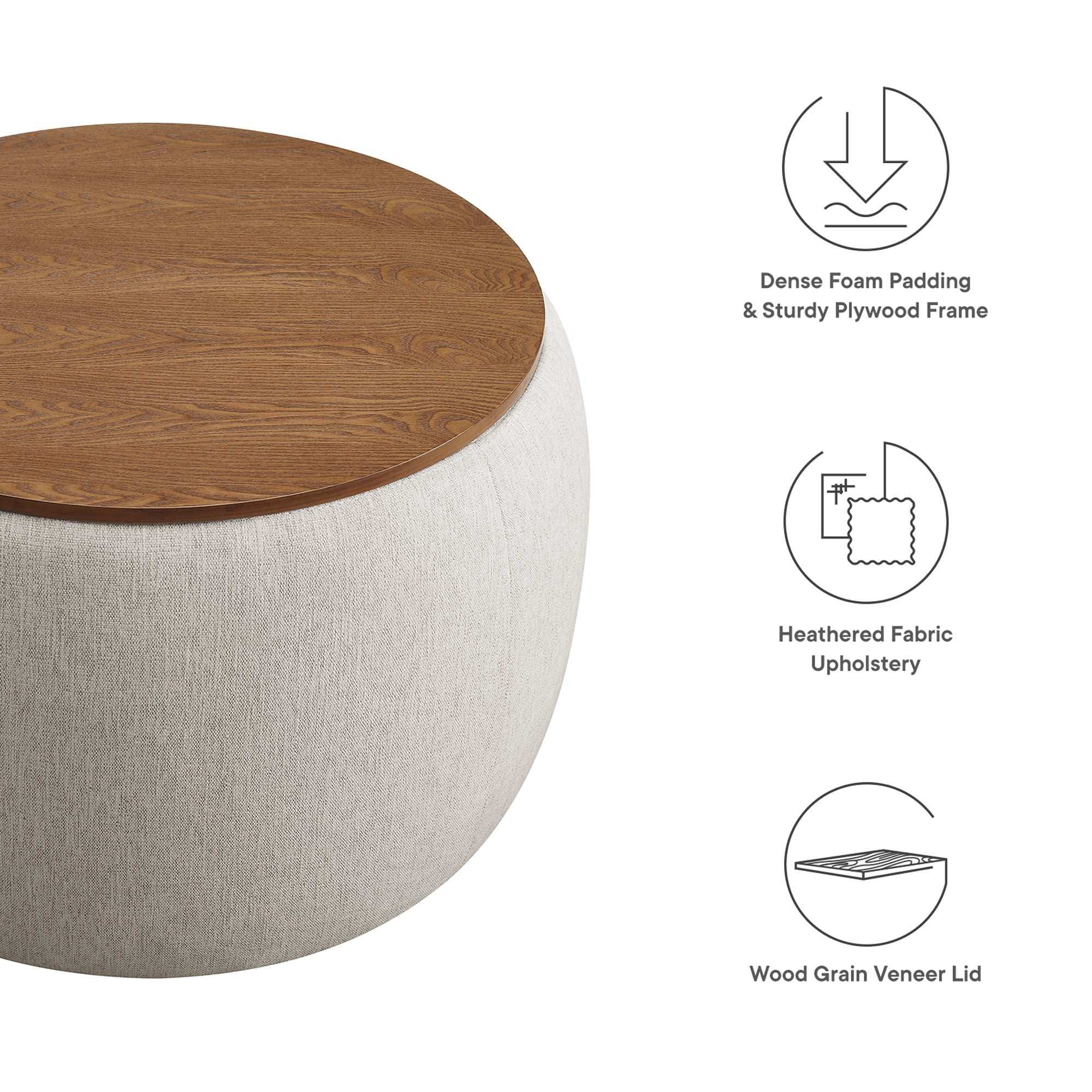 Perla Woven Heathered Fabric Upholstered Storage Ottoman by Modway - Best Buy Furniture