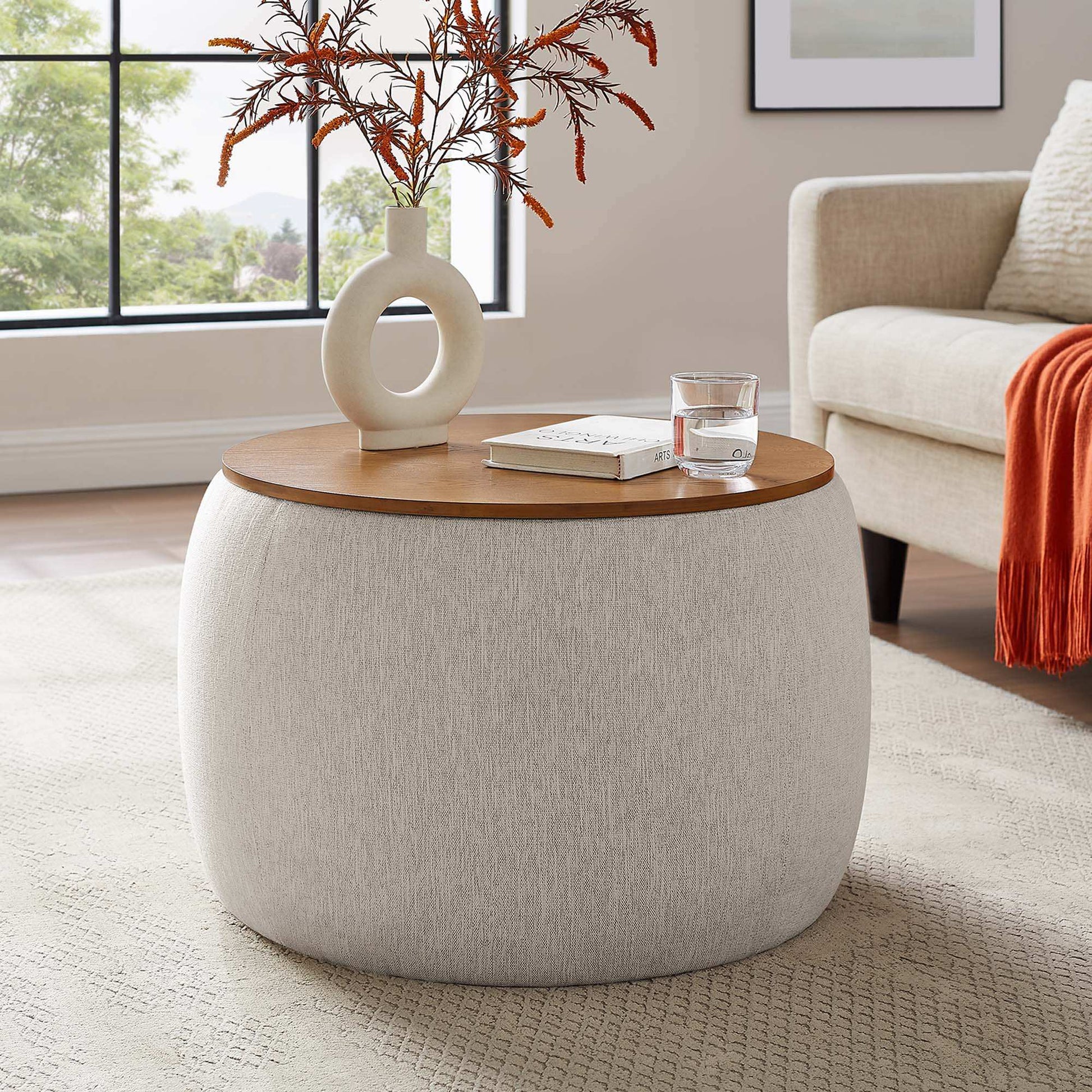 Perla Woven Heathered Fabric Upholstered Storage Ottoman by Modway - Best Buy Furniture