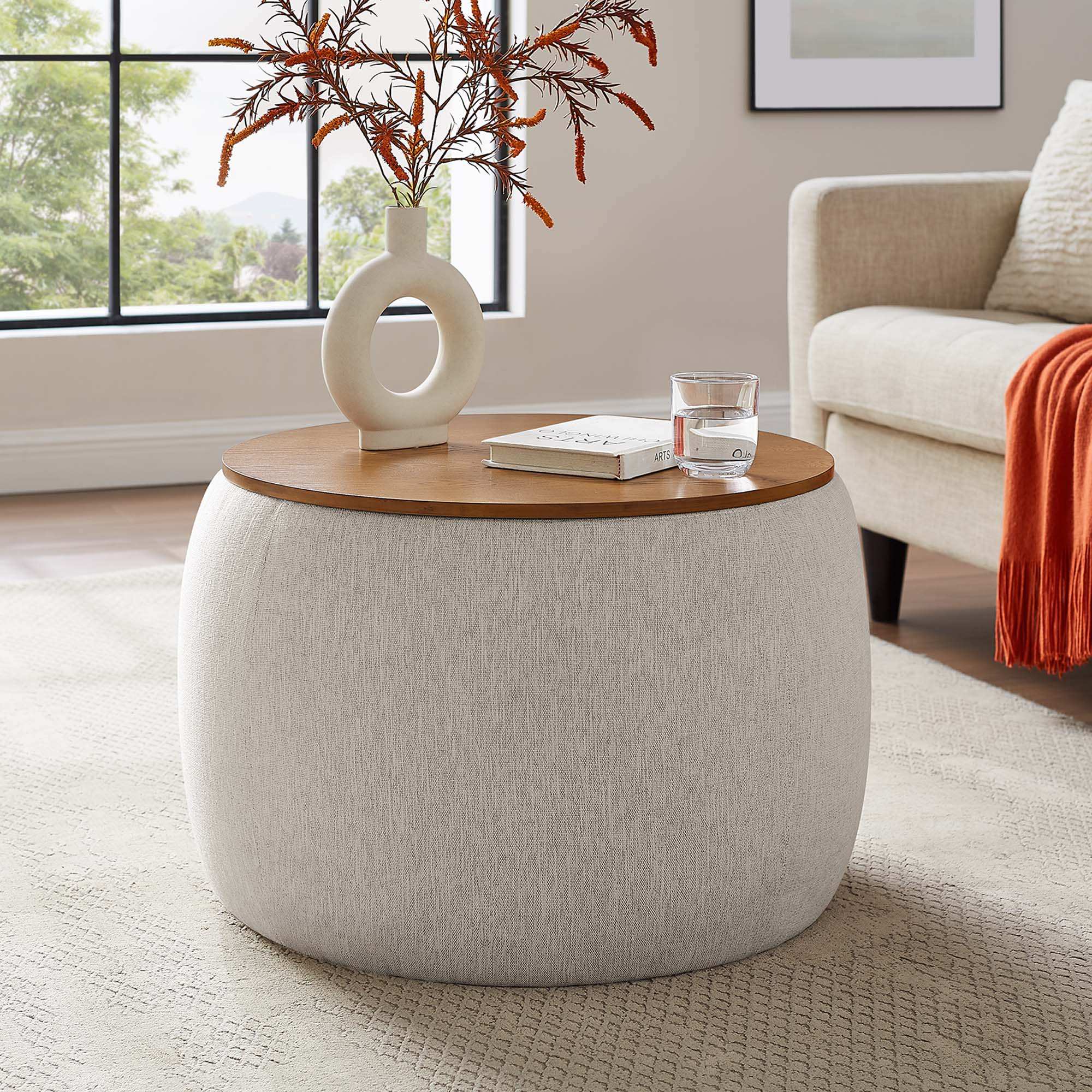 Perla Woven Heathered Fabric Upholstered Storage Ottoman by Modway - Best Buy Furniture
