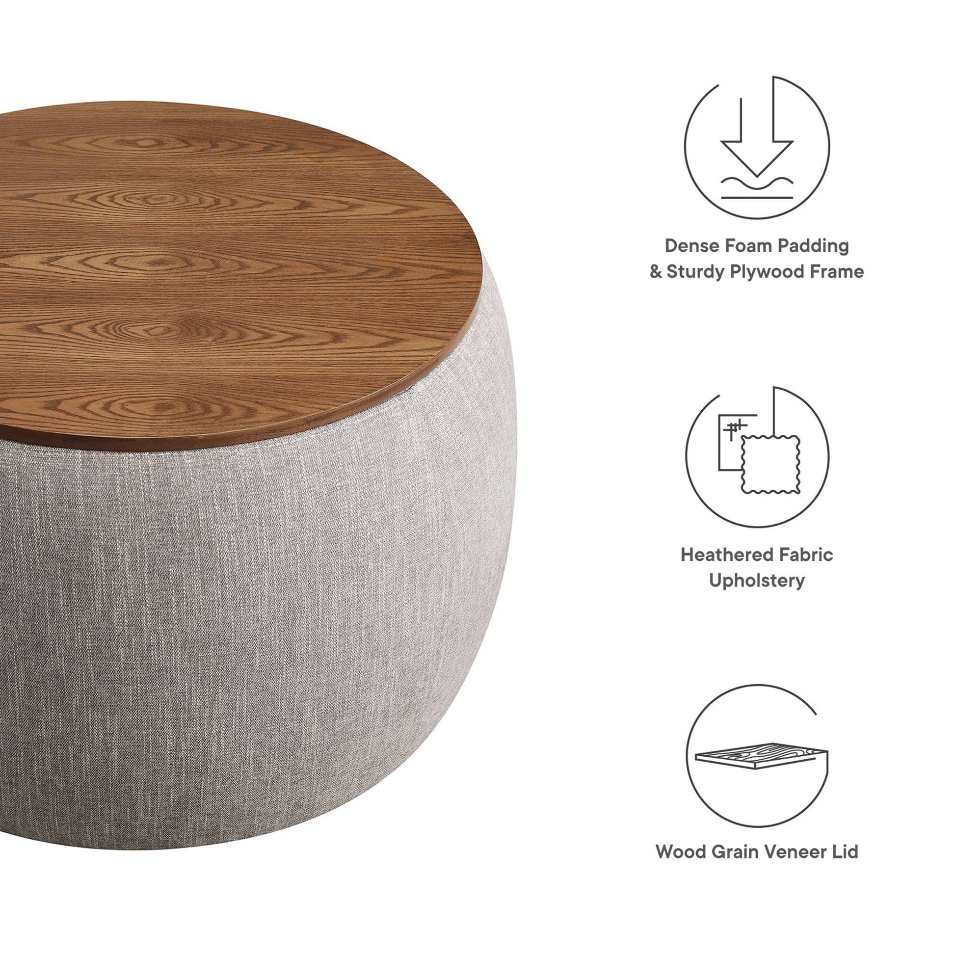Perla Woven Heathered Fabric Upholstered Storage Ottoman by Modway - Best Buy Furniture