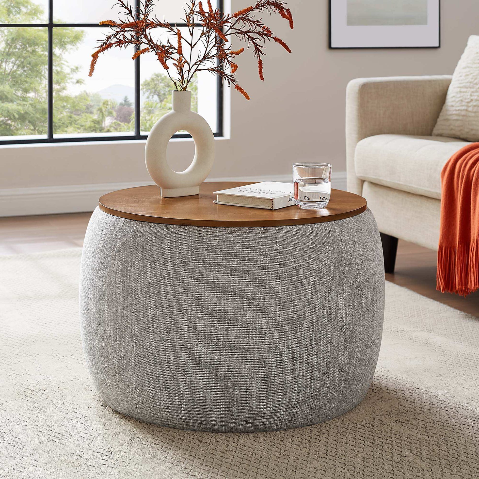 Perla Woven Heathered Fabric Upholstered Storage Ottoman by Modway - Best Buy Furniture