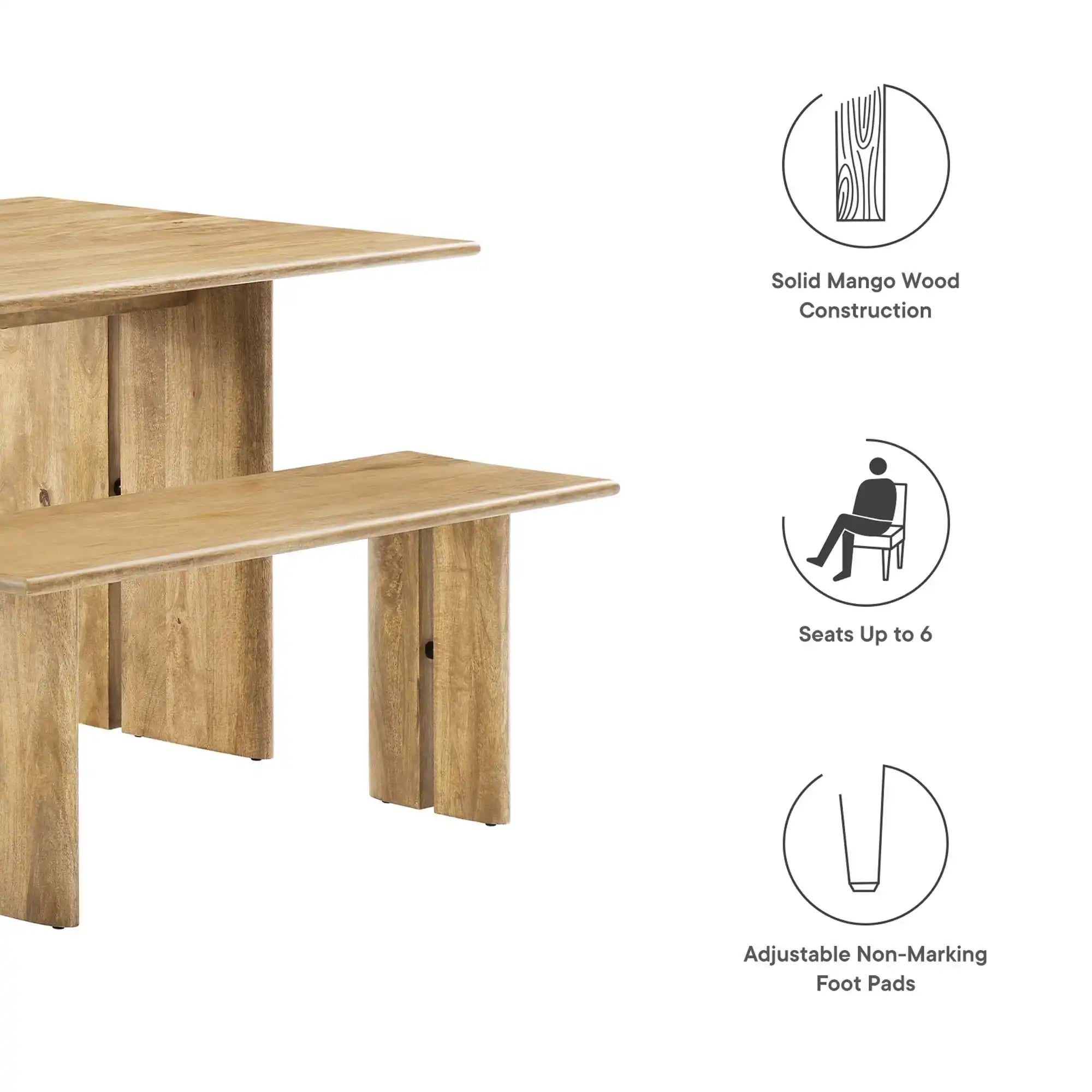 Amistad 60" Wood Dining Table and Bench Set by Modway - Best Buy Furniture