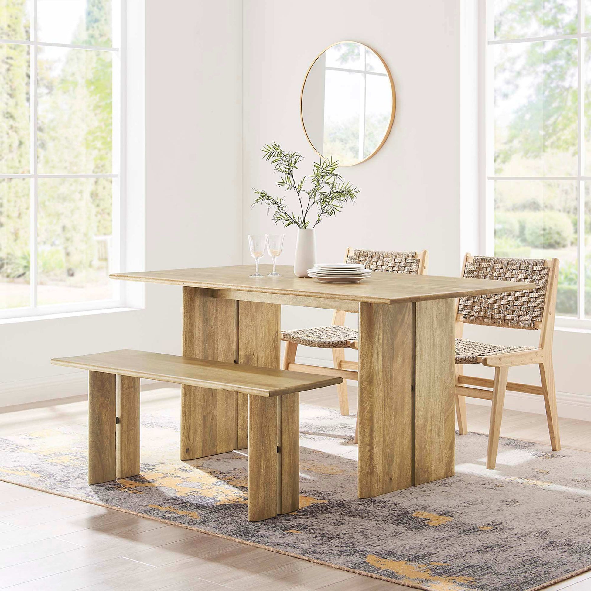 Amistad 60" Wood Dining Table and Bench Set by Modway - Best Buy Furniture