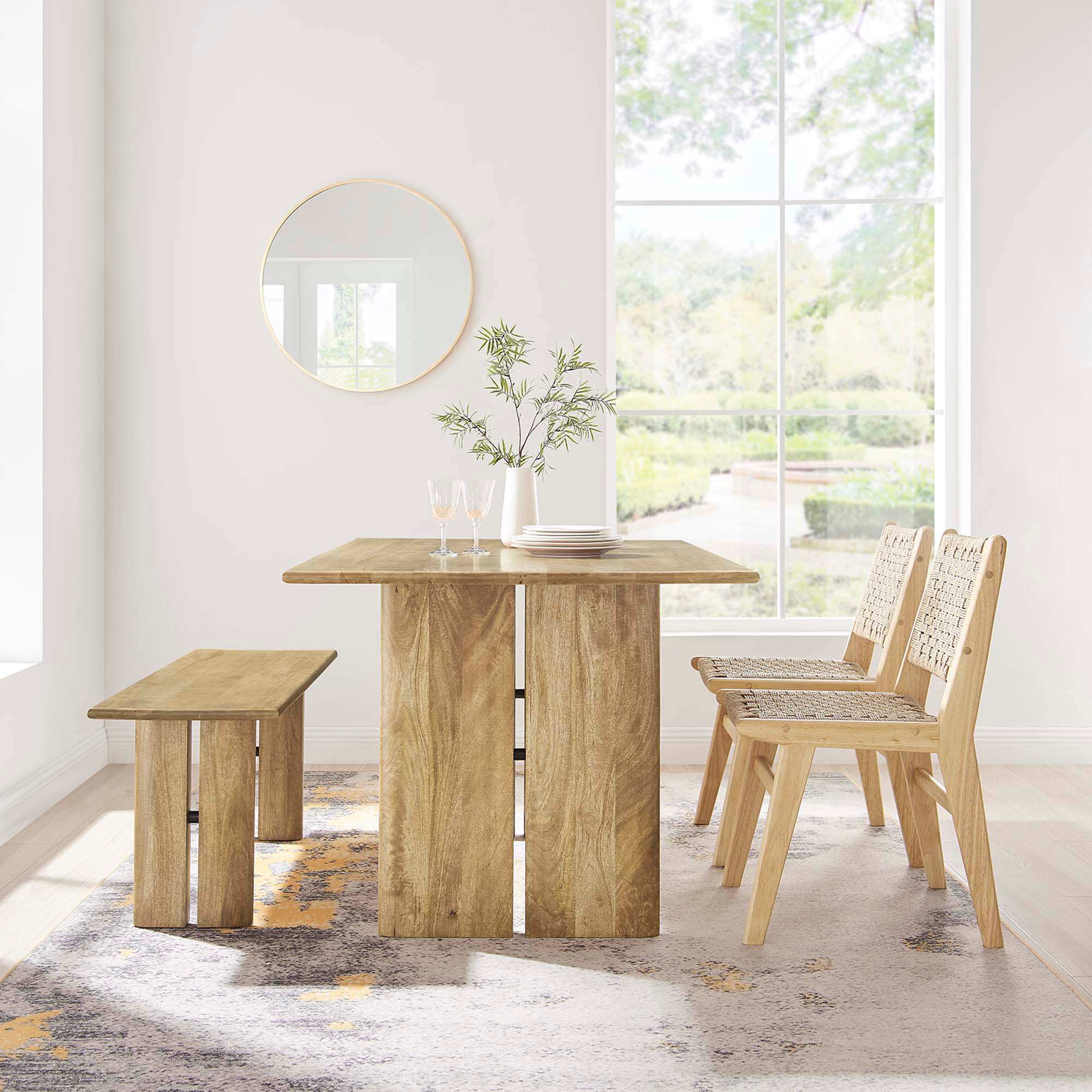 Amistad 60" Wood Dining Table and Bench Set by Modway - Best Buy Furniture