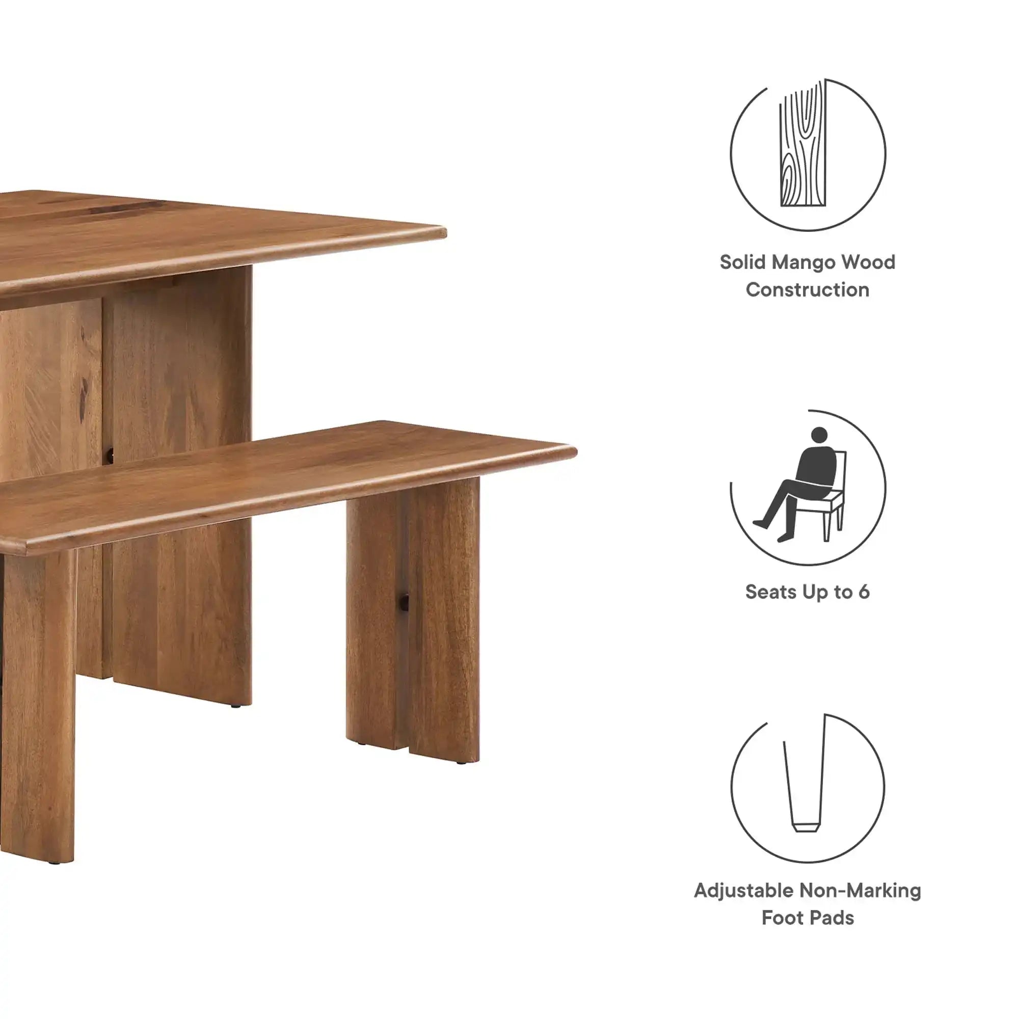 Amistad 60" Wood Dining Table and Bench Set by Modway - Best Buy Furniture