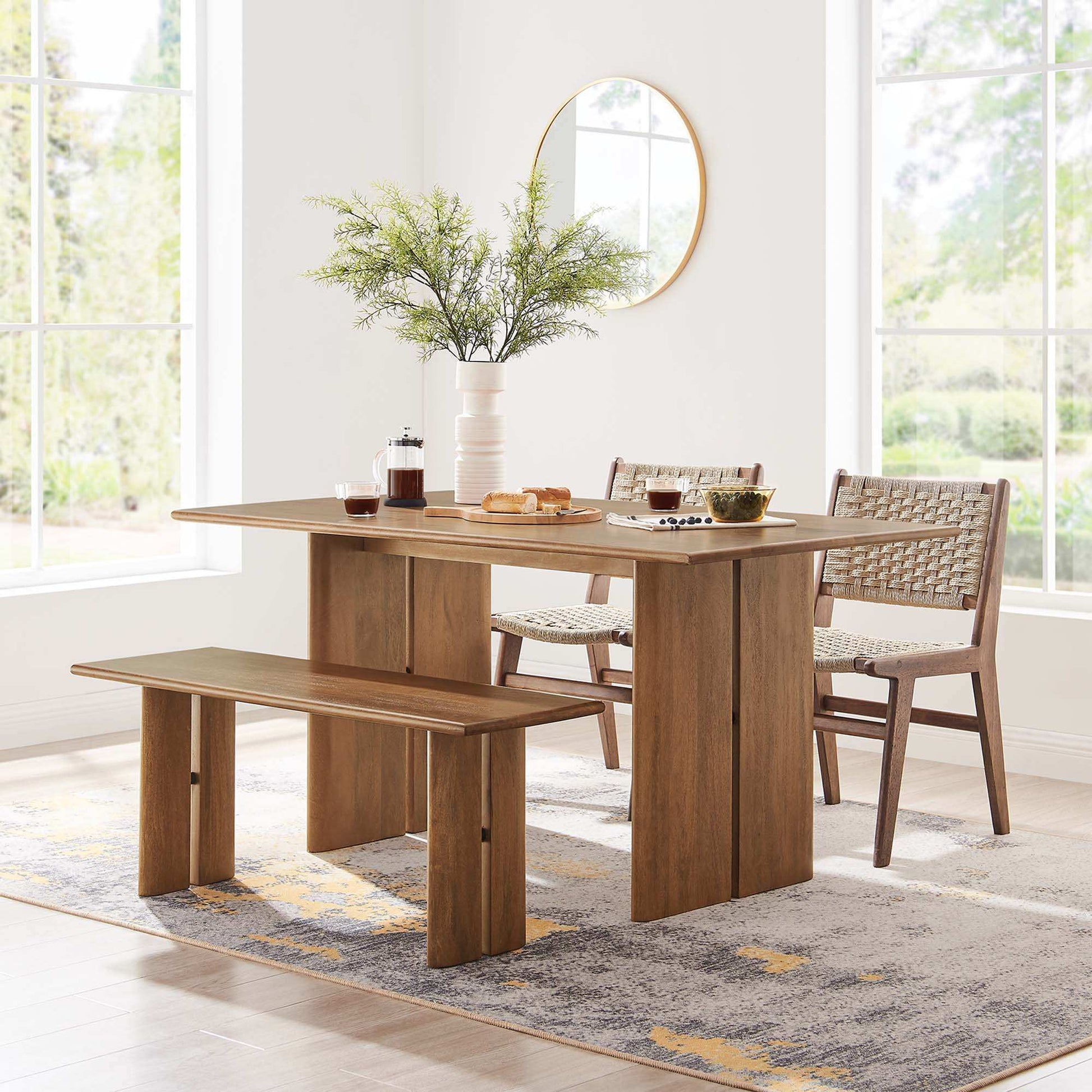 Amistad 60" Wood Dining Table and Bench Set by Modway - Best Buy Furniture