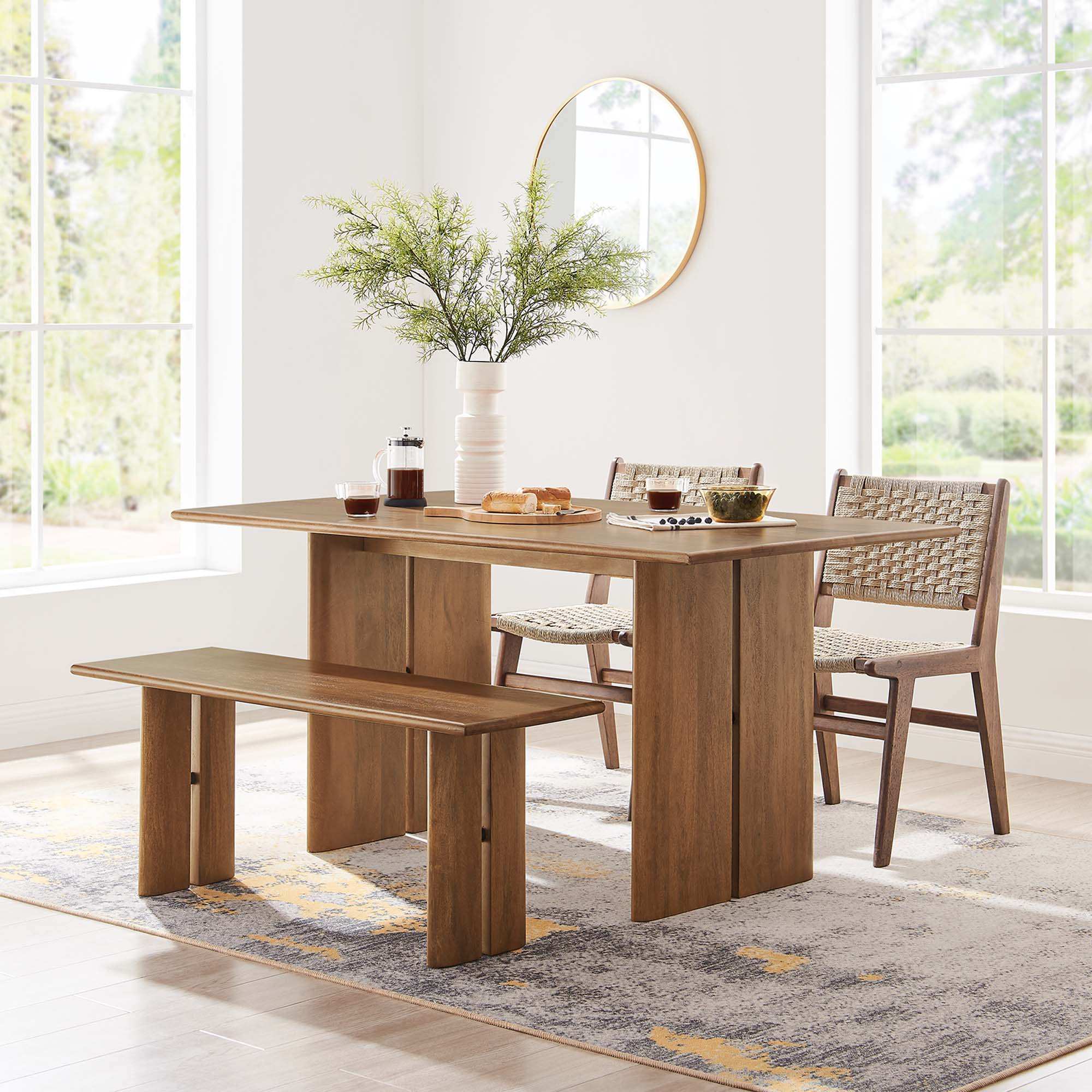 Amistad 60" Wood Dining Table and Bench Set by Modway - Best Buy Furniture