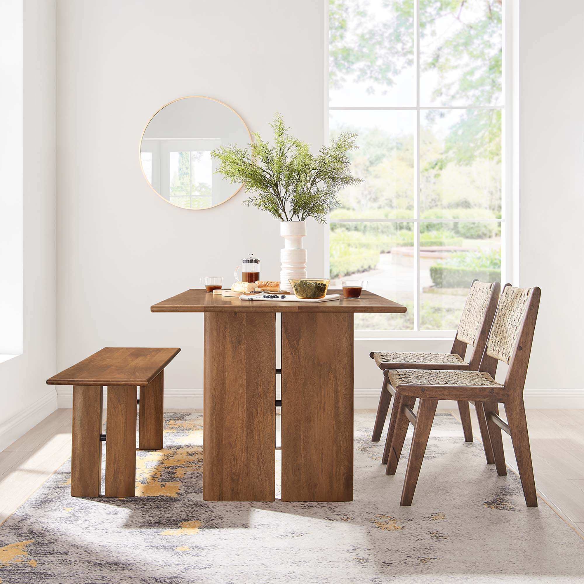 Amistad 60" Wood Dining Table and Bench Set by Modway - Best Buy Furniture