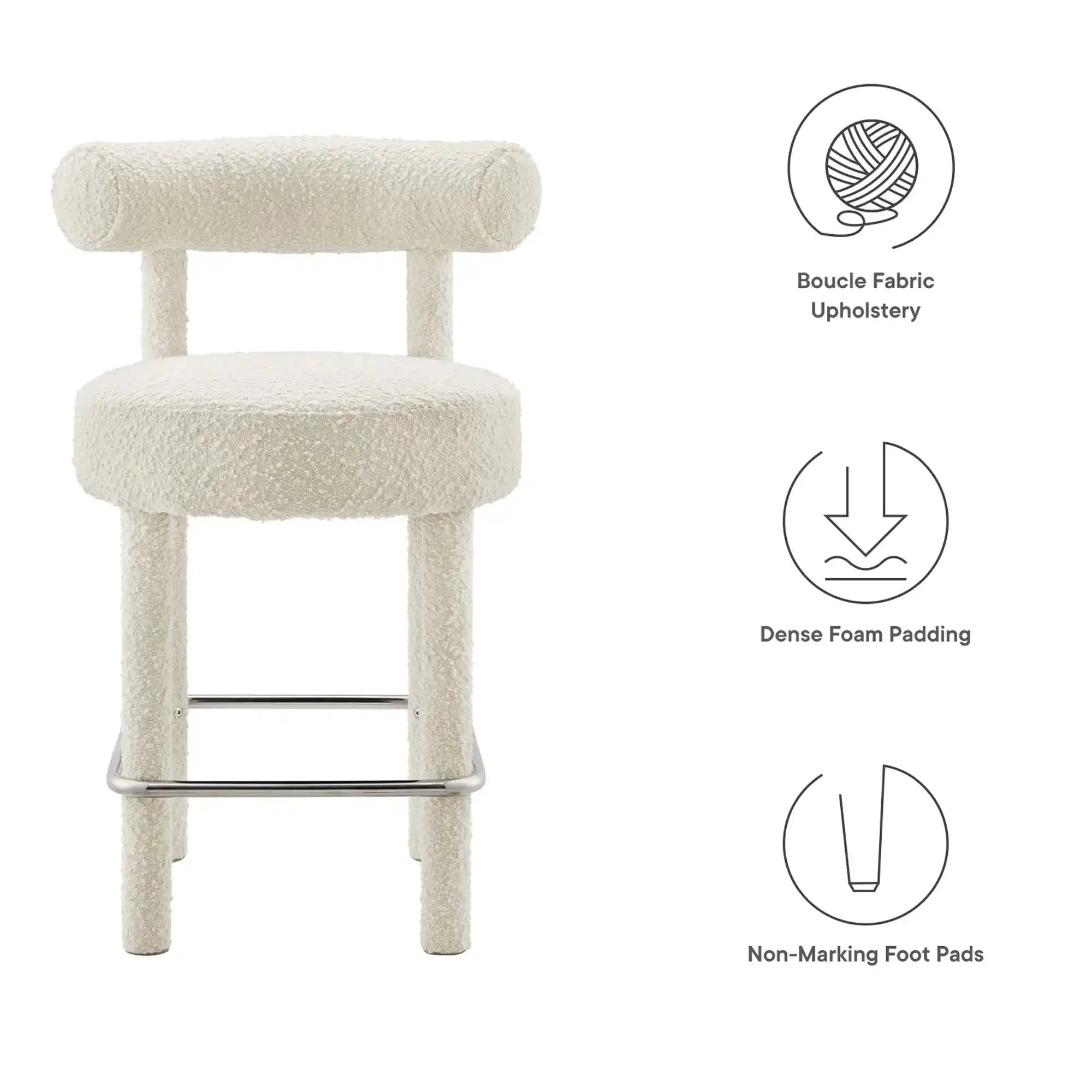 Toulouse Boucle Fabric Counter Stool Set of 2 by Modway - Best Buy Furniture