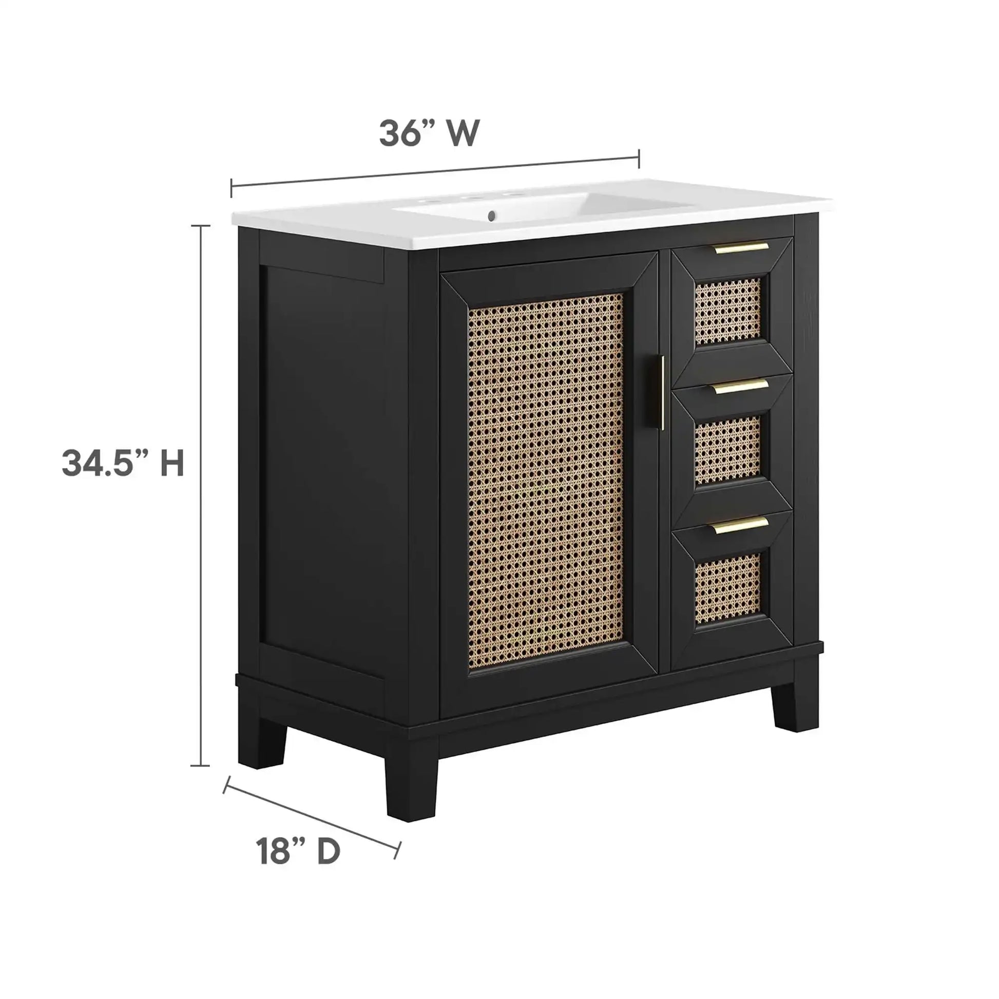 Dixie 36" Solid Wood Bathroom Vanity Cabinet by Modway - Best Buy Furniture
