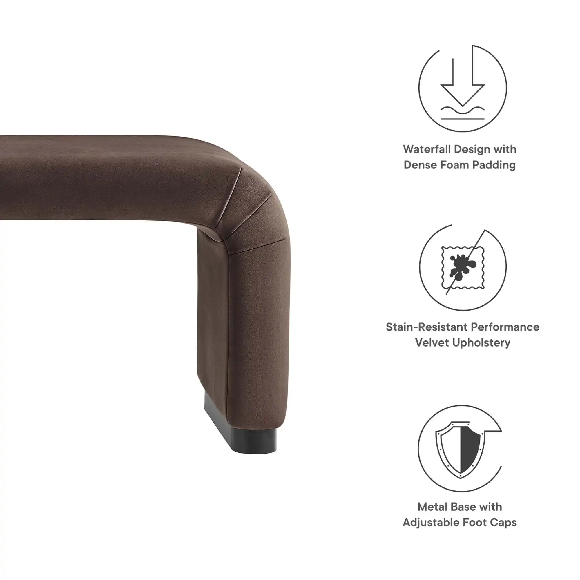 Koda Performance Velvet Waterfall Long Bench by Modway - Best Buy Furniture
