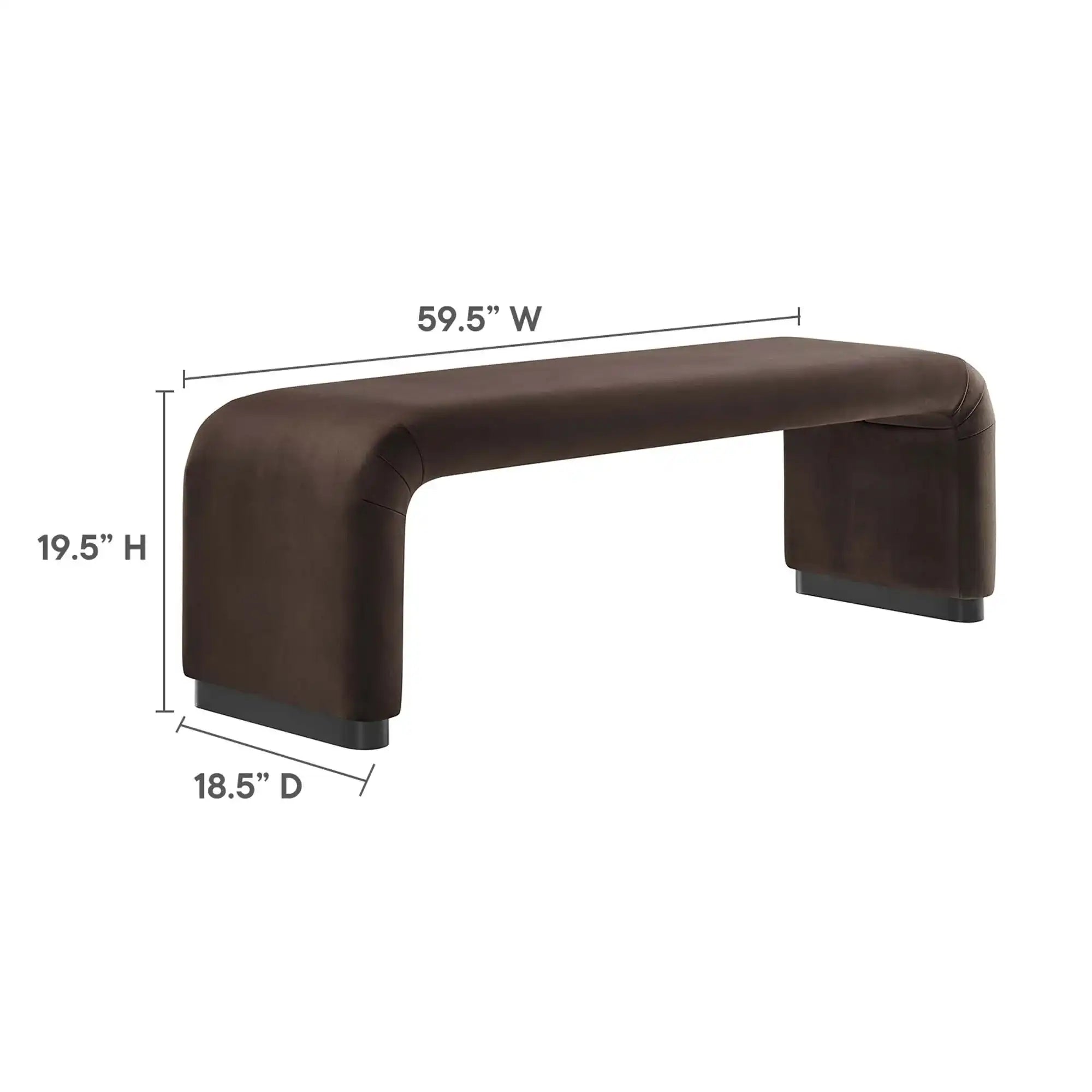 Koda Performance Velvet Waterfall Long Bench by Modway - Best Buy Furniture
