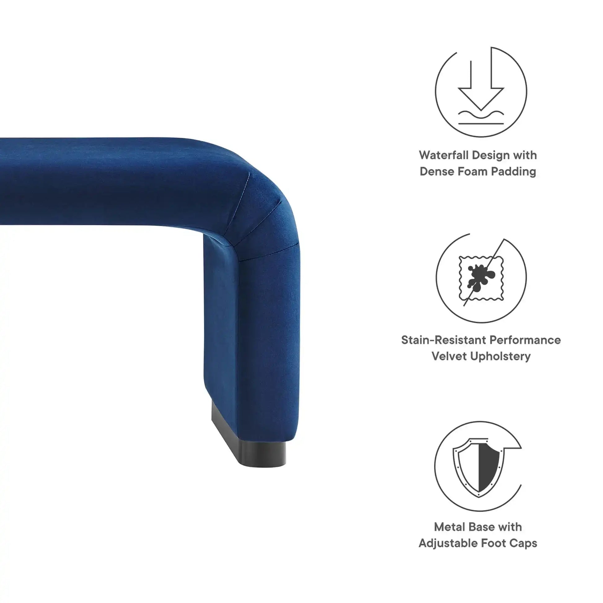 Koda Performance Velvet Waterfall Long Bench by Modway - Best Buy Furniture