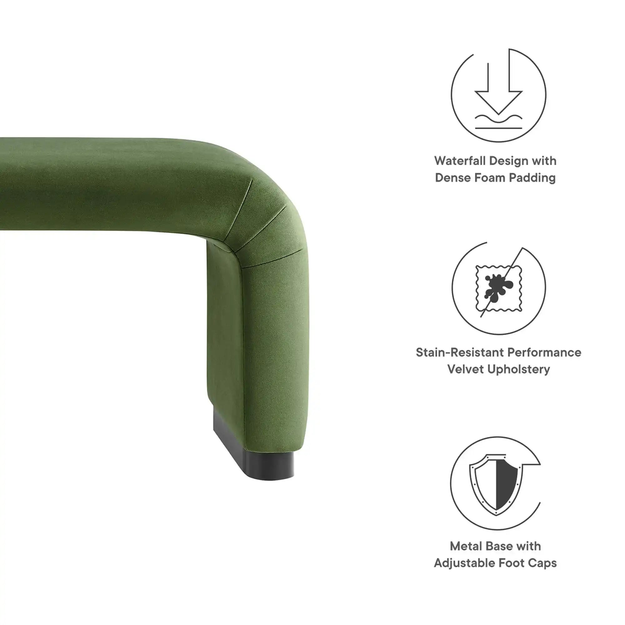 Koda Performance Velvet Waterfall Long Bench by Modway - Best Buy Furniture