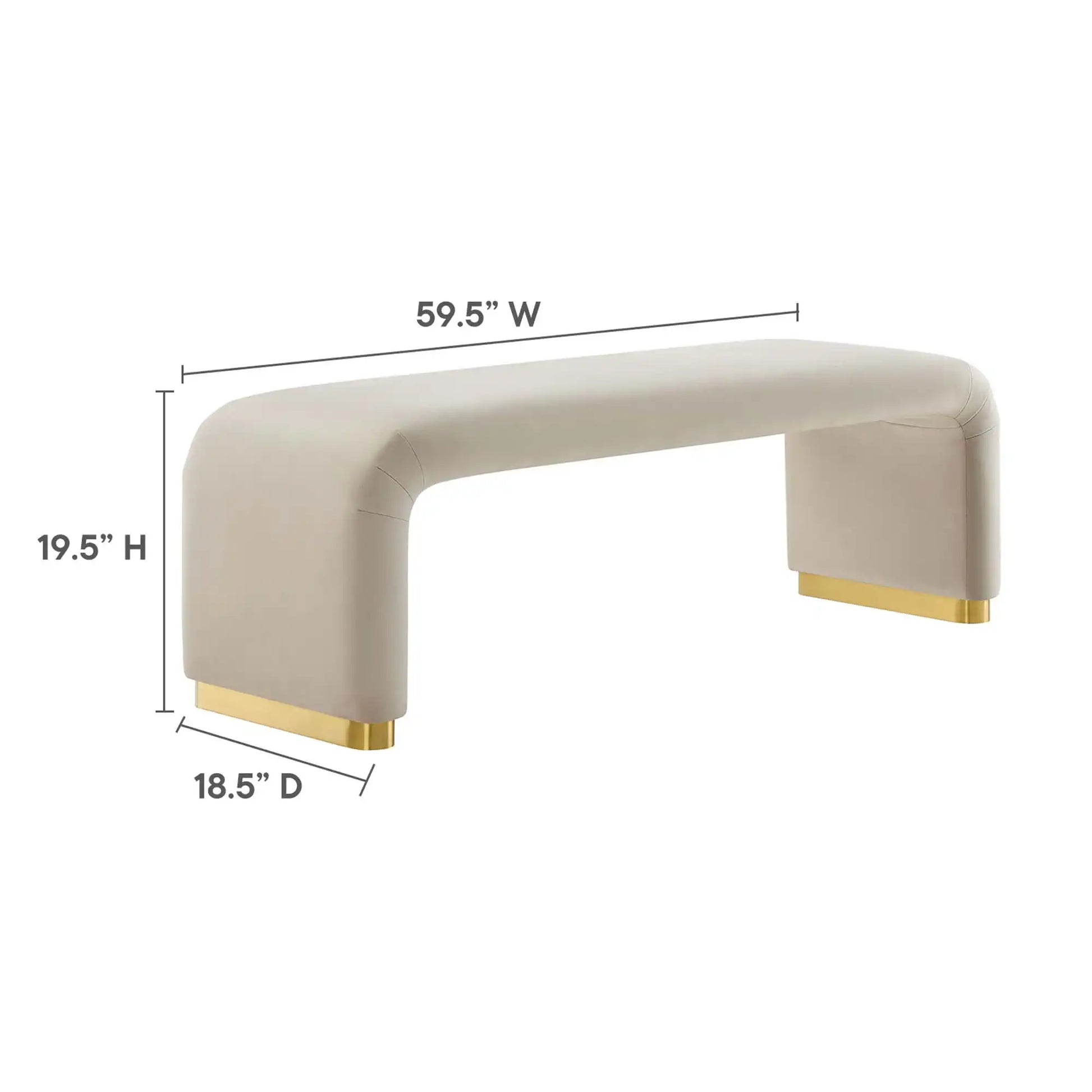 Koda Performance Velvet Waterfall Long Bench by Modway - Best Buy Furniture