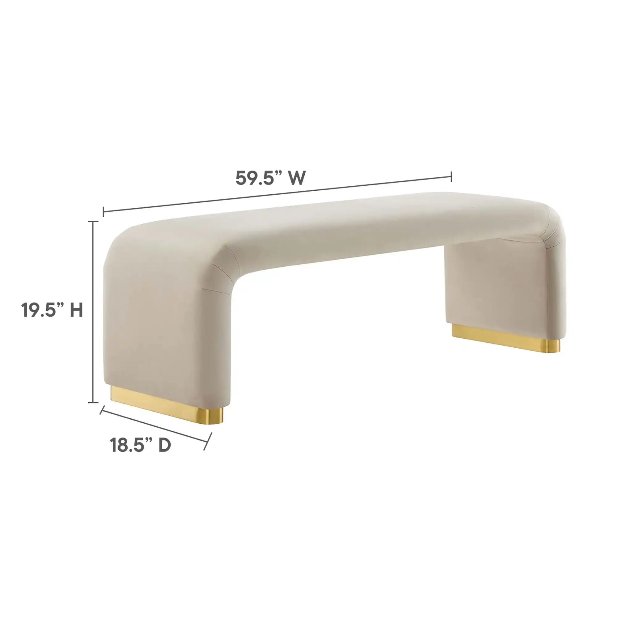 Koda Performance Velvet Waterfall Long Bench by Modway - Best Buy Furniture
