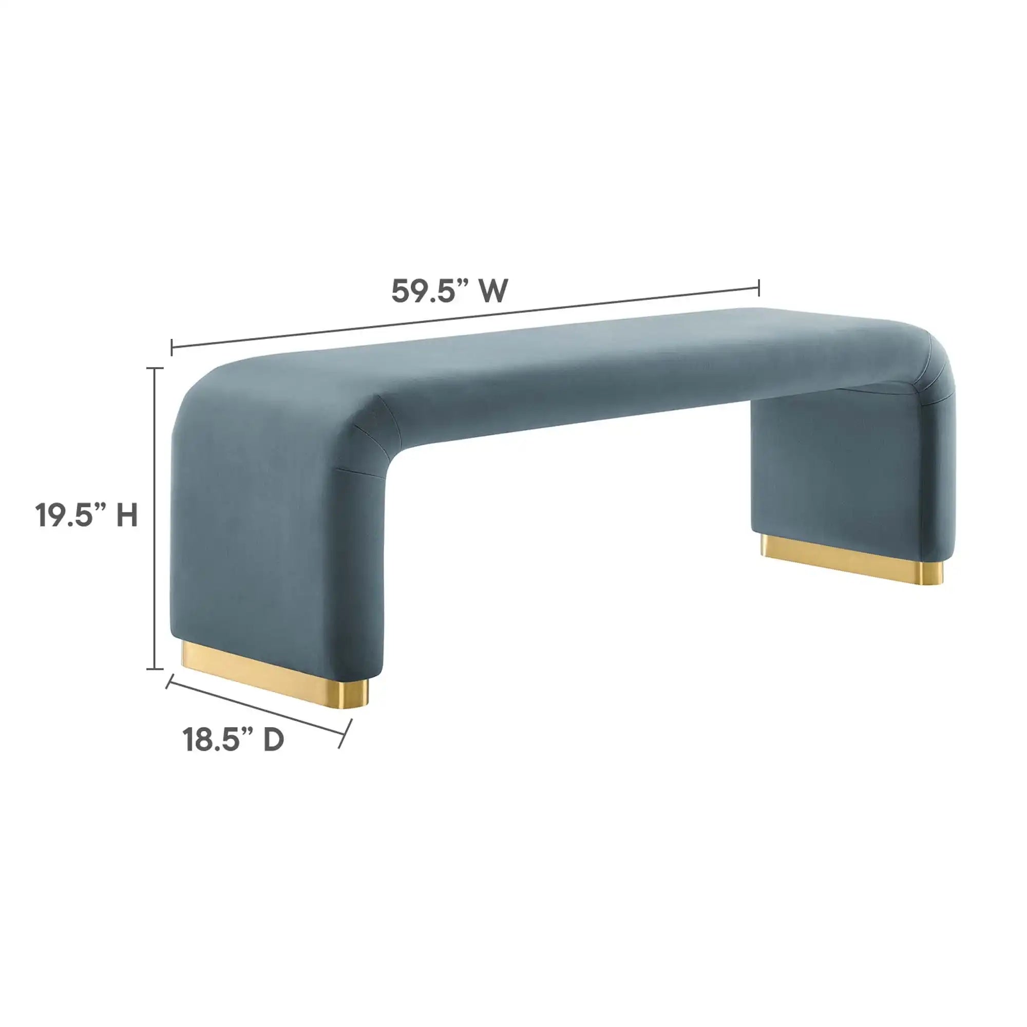 Koda Performance Velvet Waterfall Long Bench by Modway - Best Buy Furniture