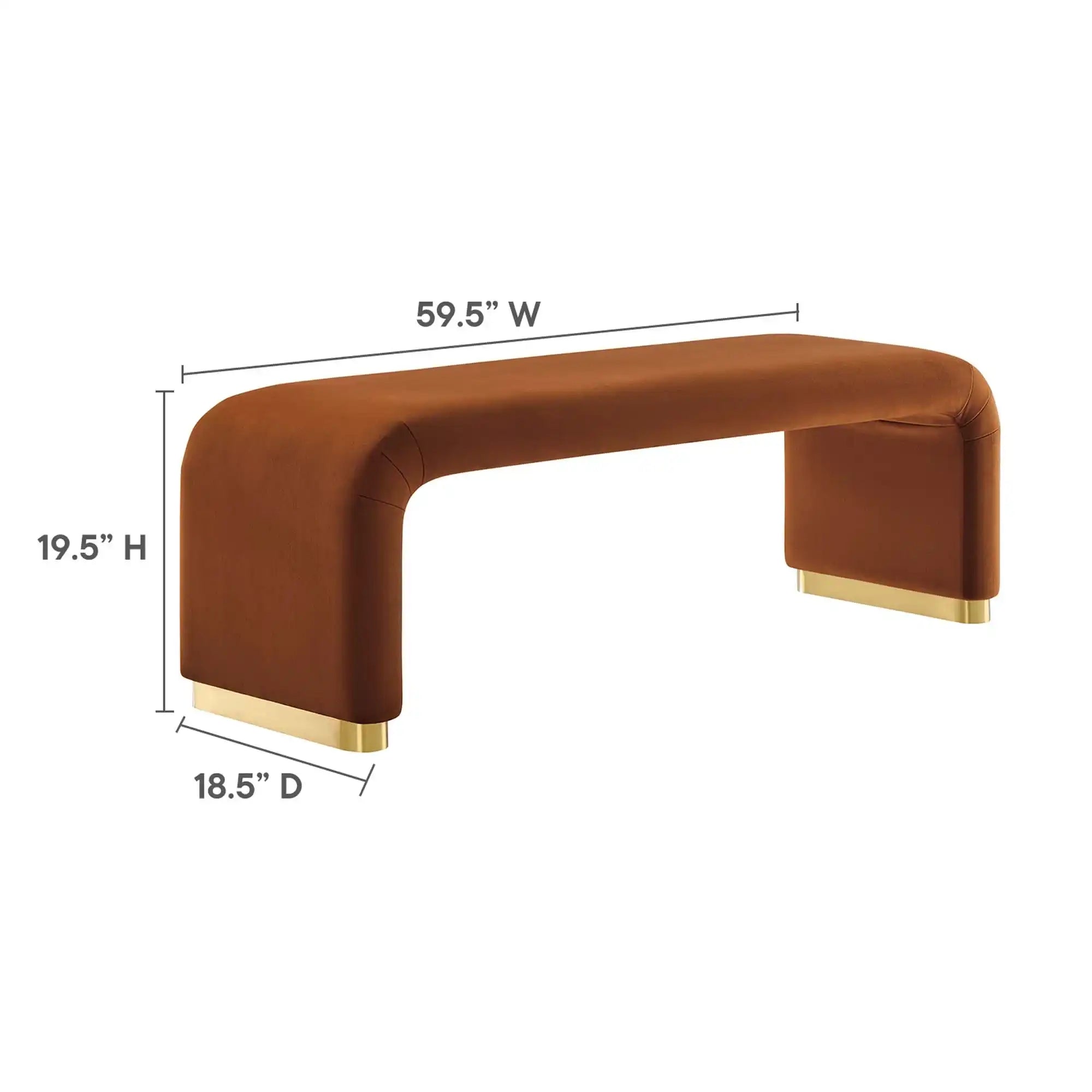 Koda Performance Velvet Waterfall Long Bench by Modway - Best Buy Furniture