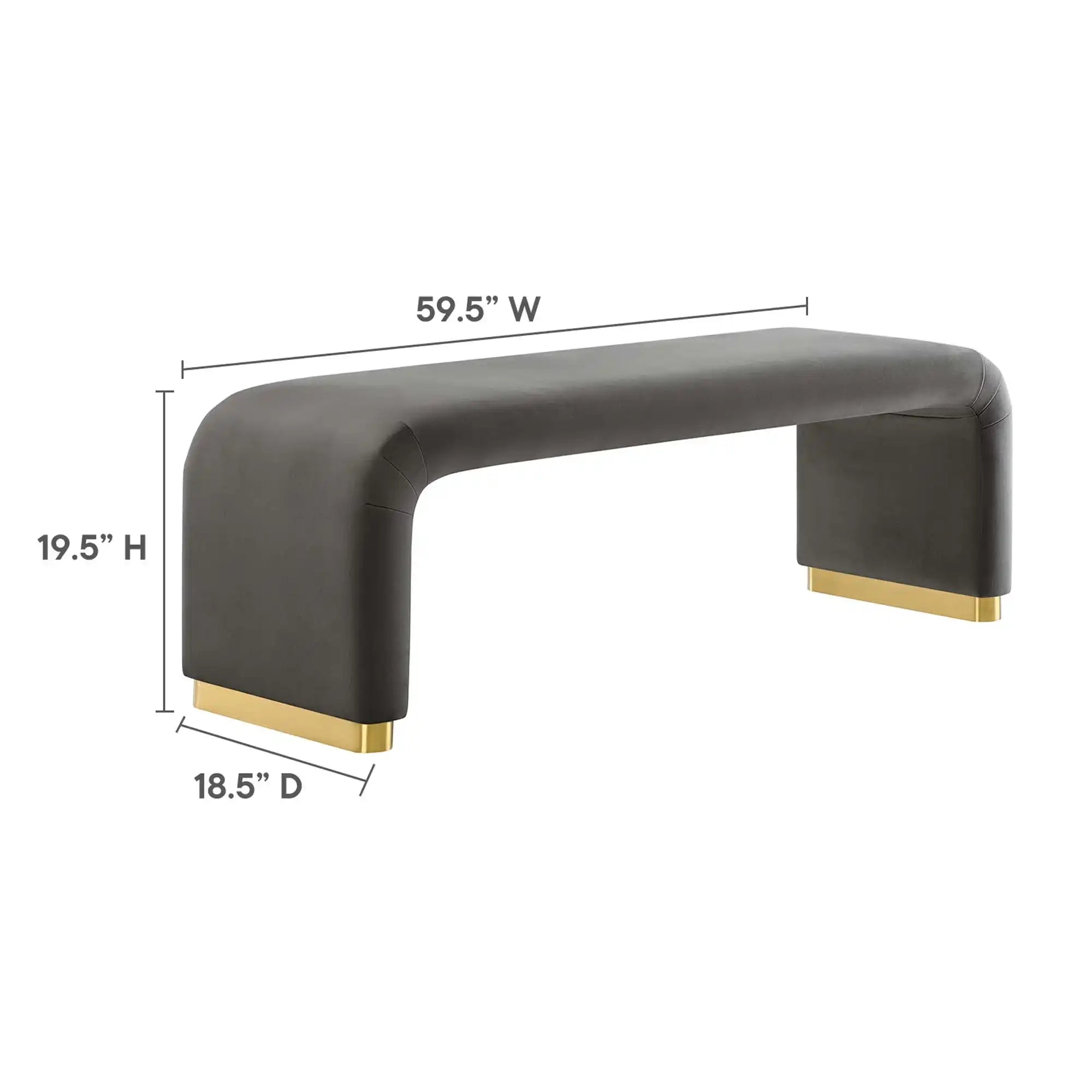 Koda Performance Velvet Waterfall Long Bench by Modway - Best Buy Furniture