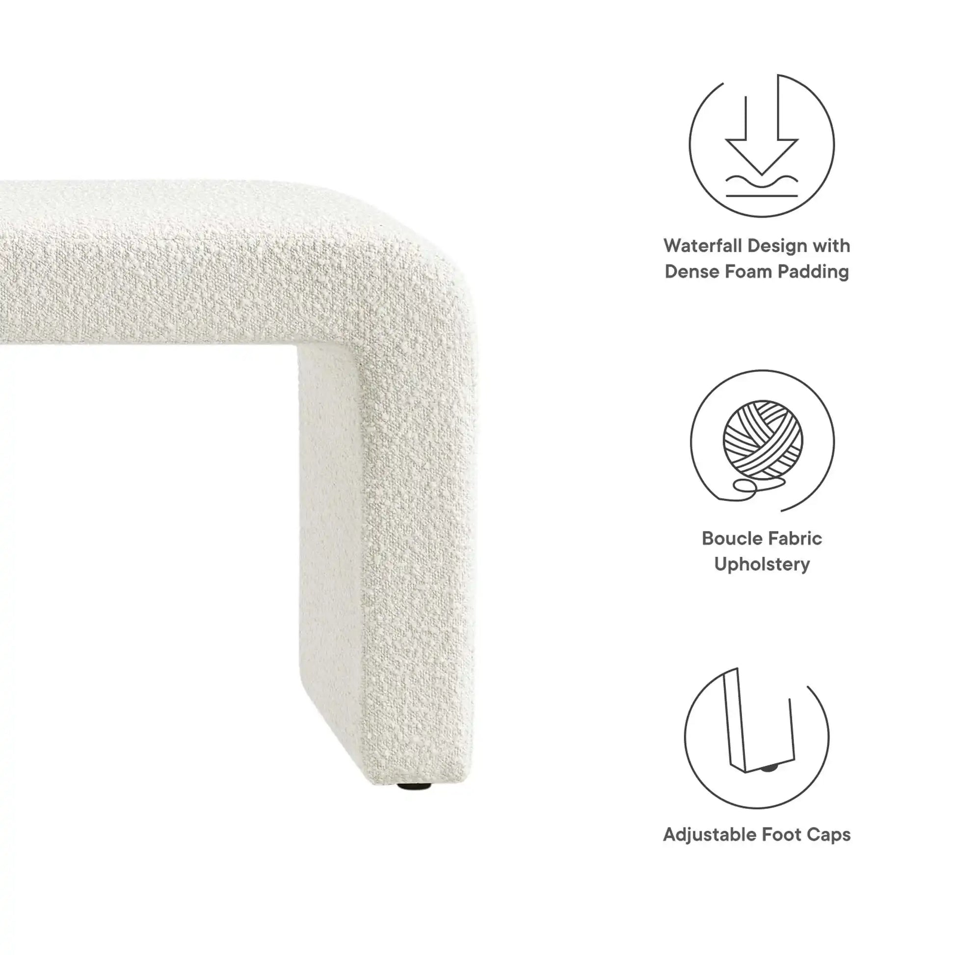 Simba Boucle Fabric Waterfall Long Bench by Modway - Best Buy Furniture
