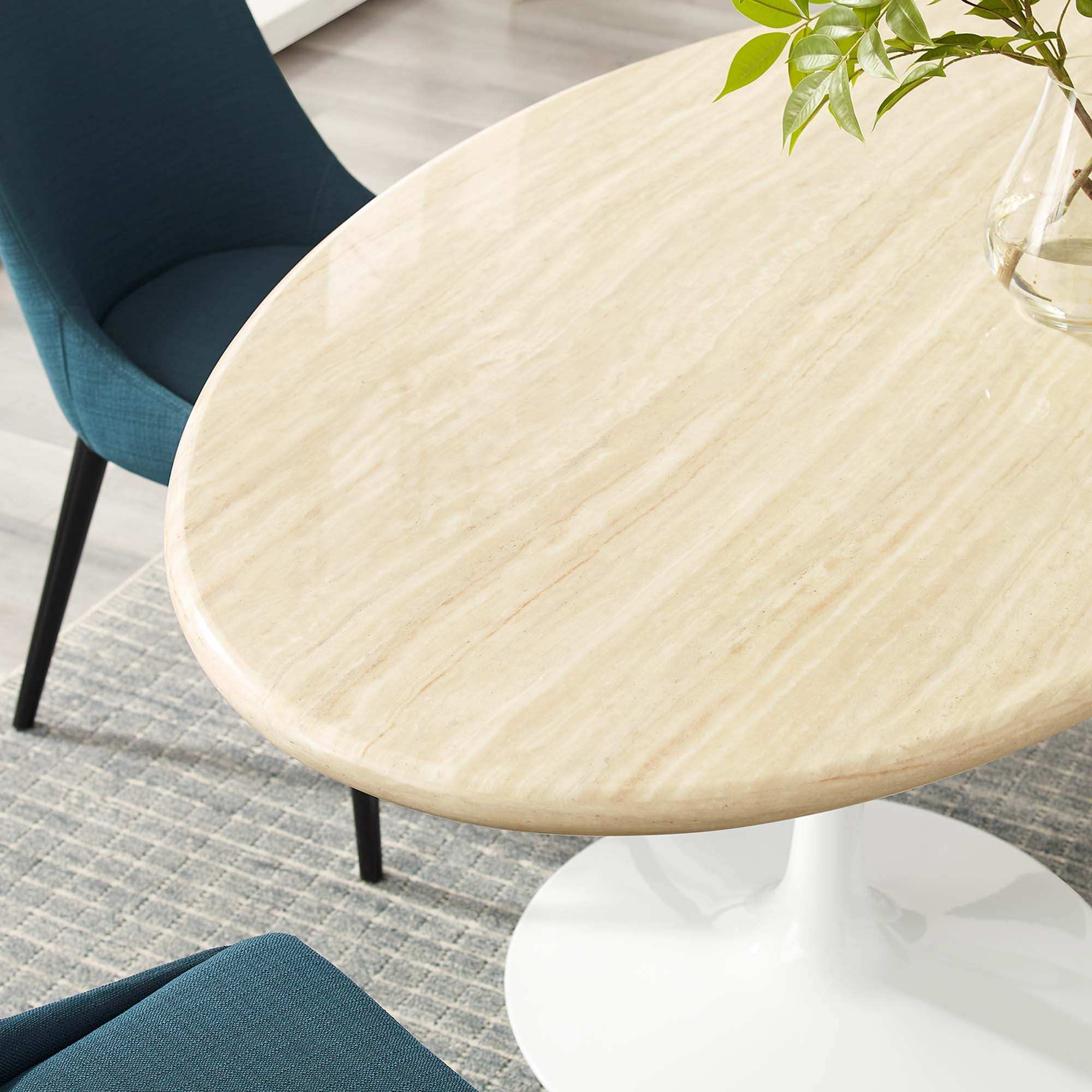Lippa 60" Oval Faux Travertine Dining Table by Modway - Best Buy Furniture