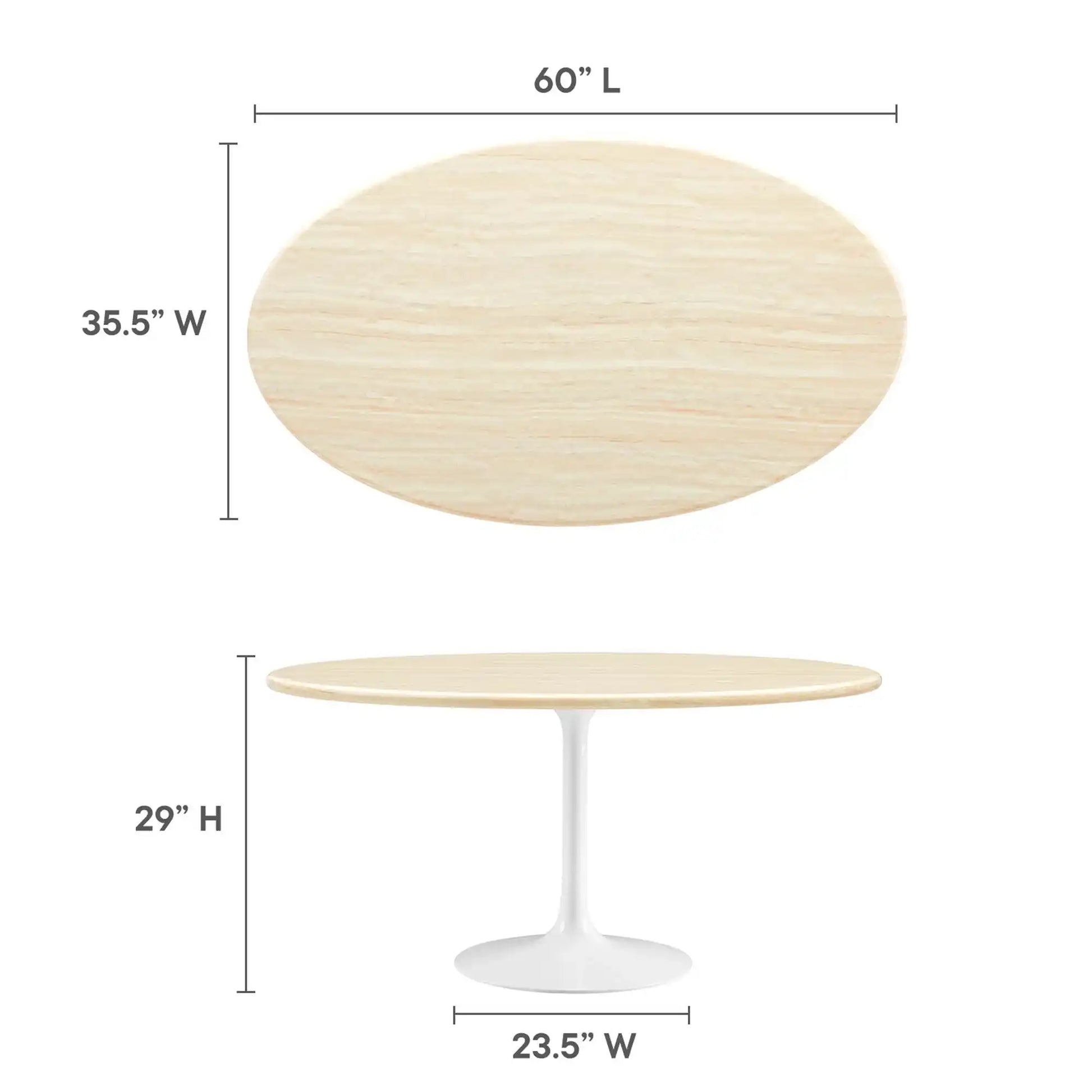 Lippa 60" Oval Faux Travertine Dining Table by Modway - Best Buy Furniture