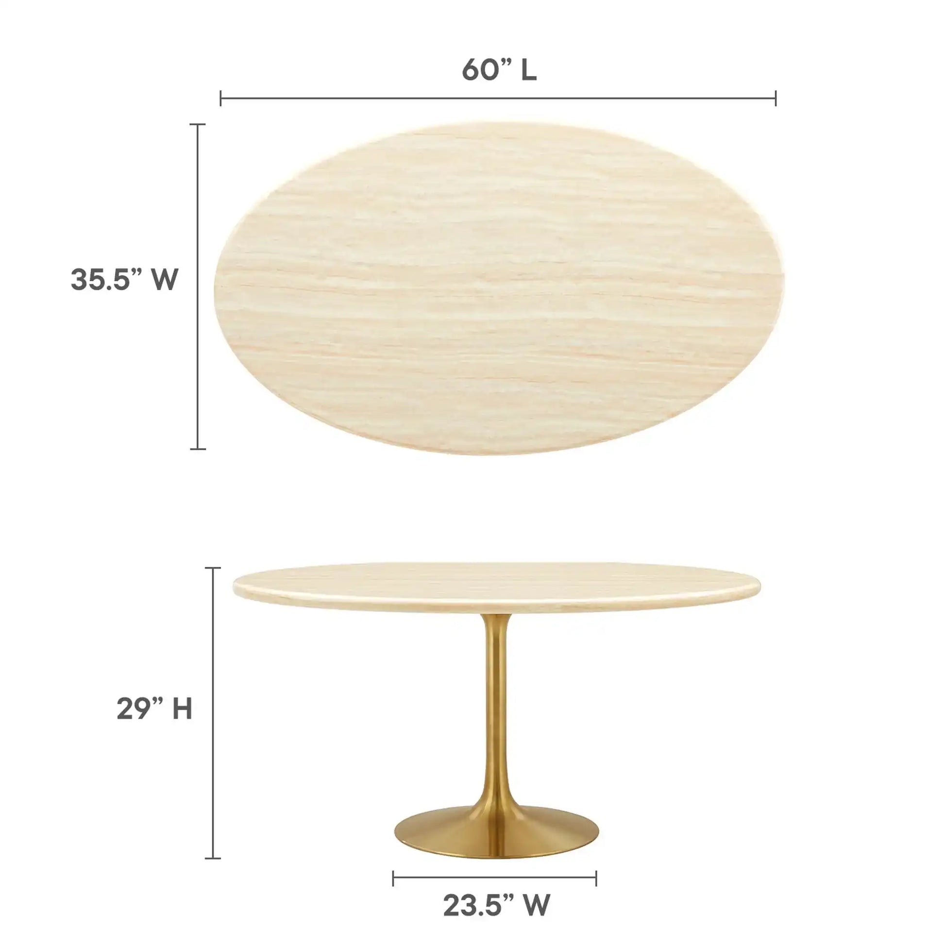 Lippa 60" Oval Faux Travertine Dining Table by Modway - Best Buy Furniture