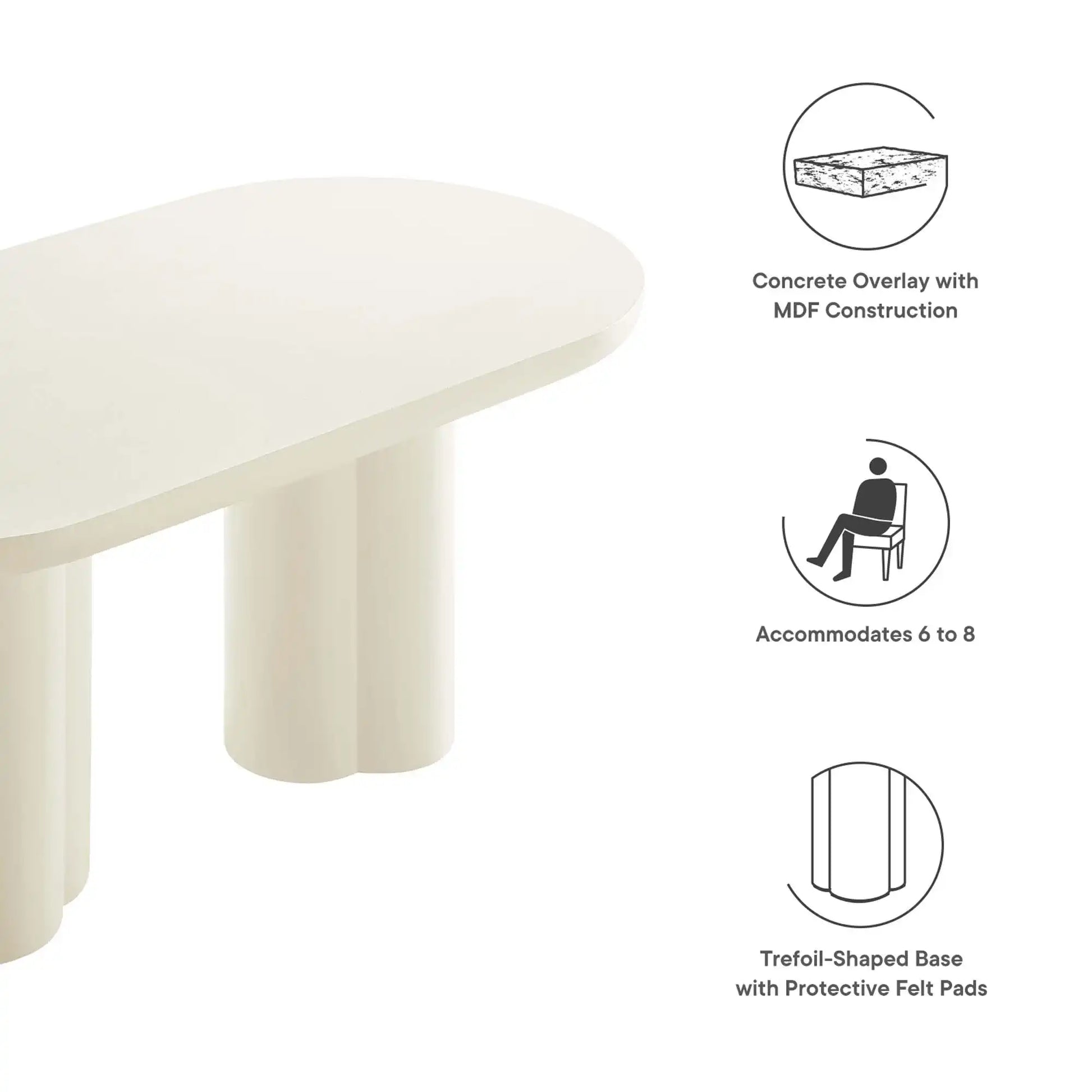 Caspian 72" Oval Concrete Dining Table by Modway - Best Buy Furniture