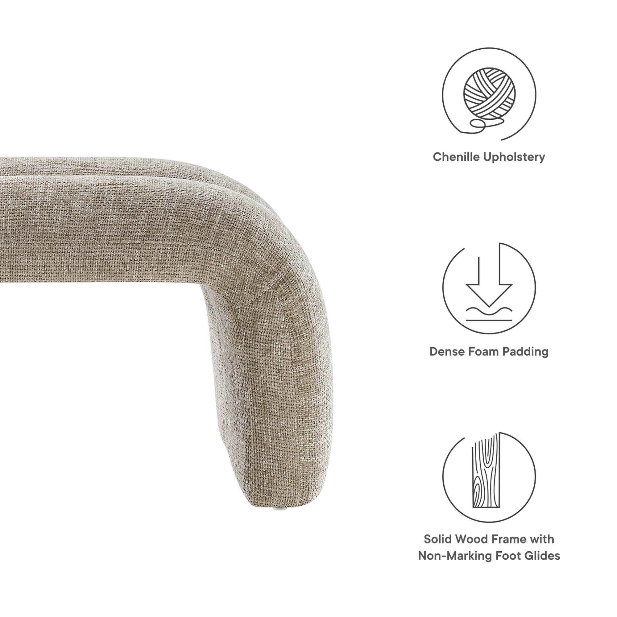 Dax 50.5" Chenille Upholstered Accent Bench by Modway - Best Buy Furniture