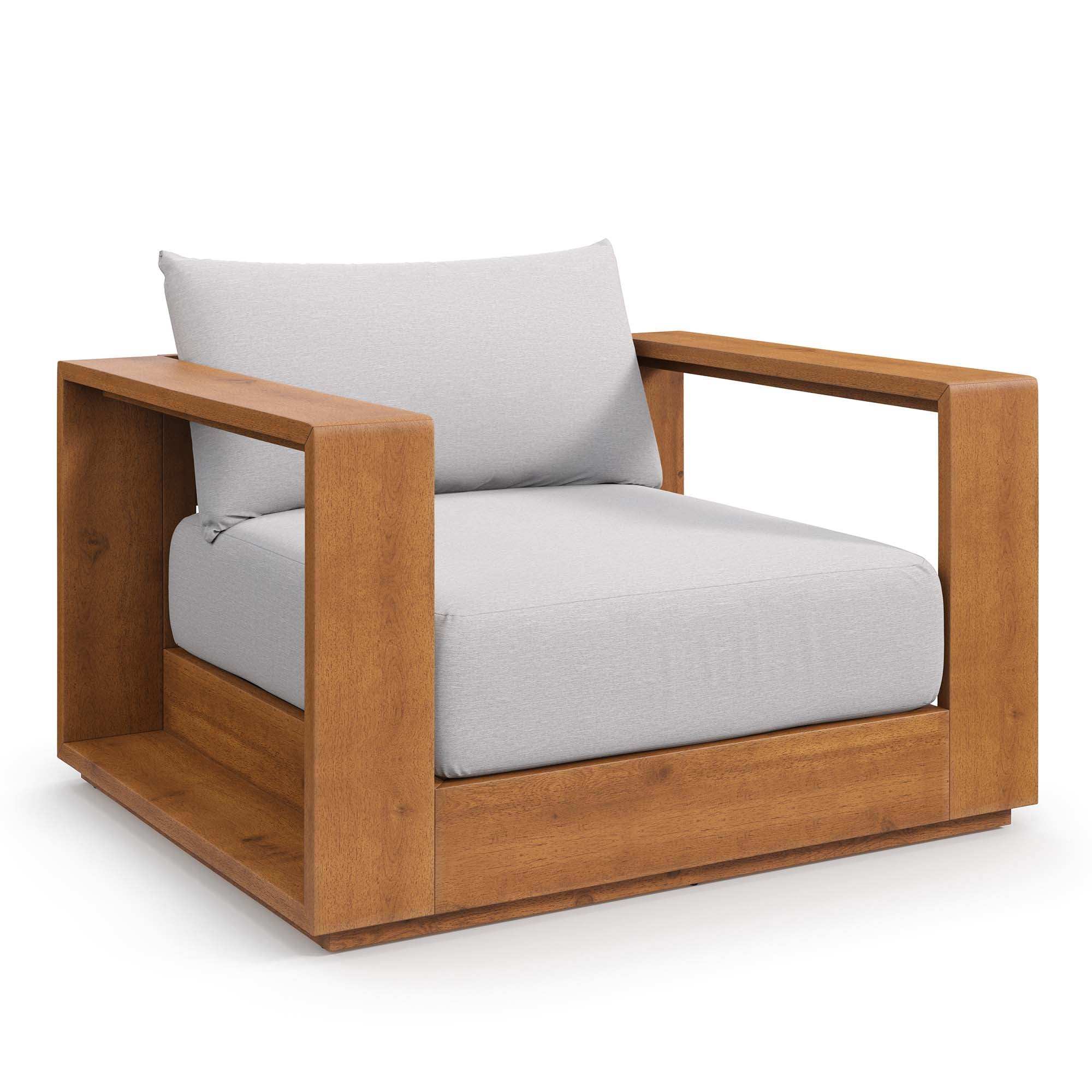 Tahoe Outdoor Patio Acacia Wood Chair in Natural Light Gray - Best Buy Furniture