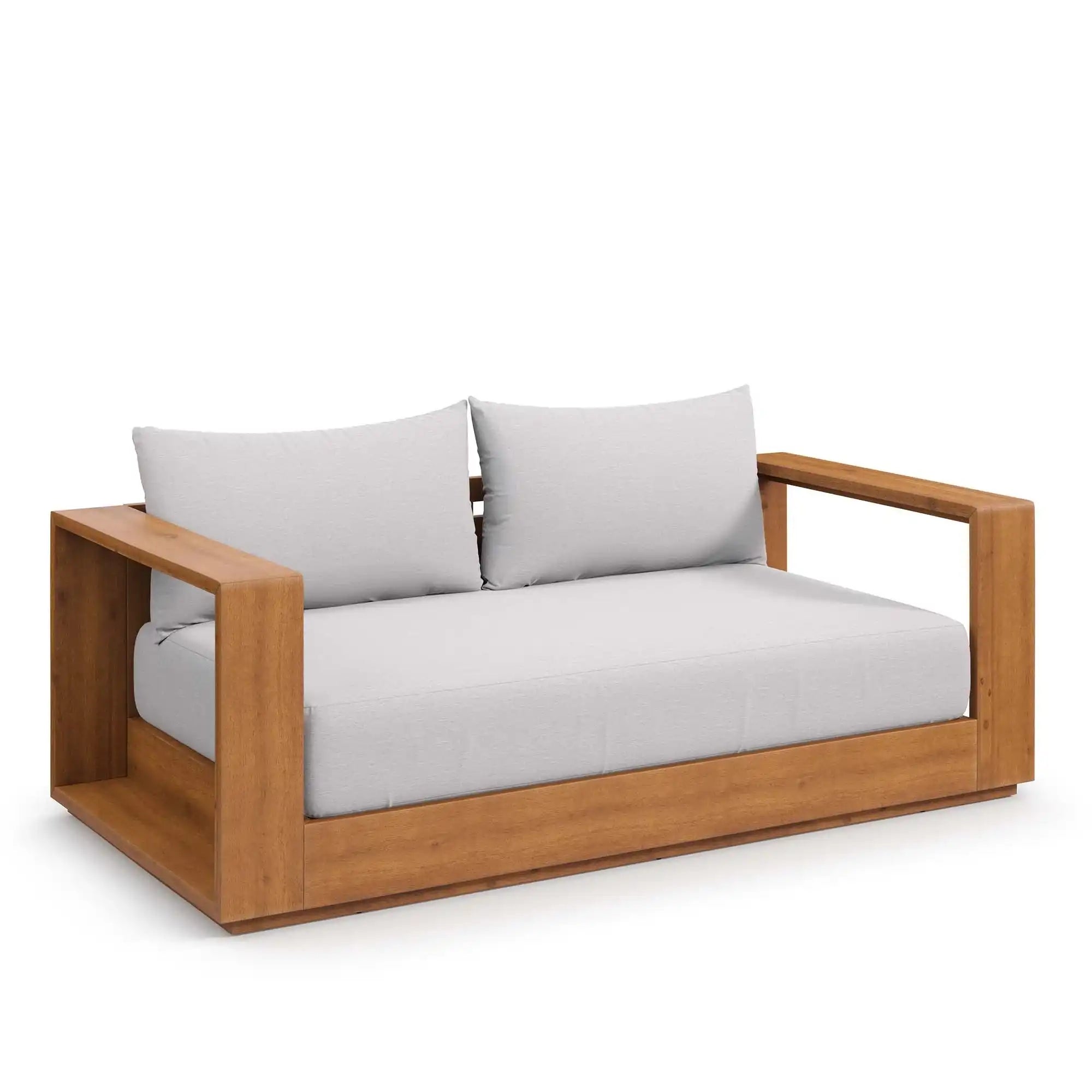 Tahoe Acacia Wood Outdoor Patio Acacia Wood Loveseat in Natural Light Gray - Best Buy Furniture
