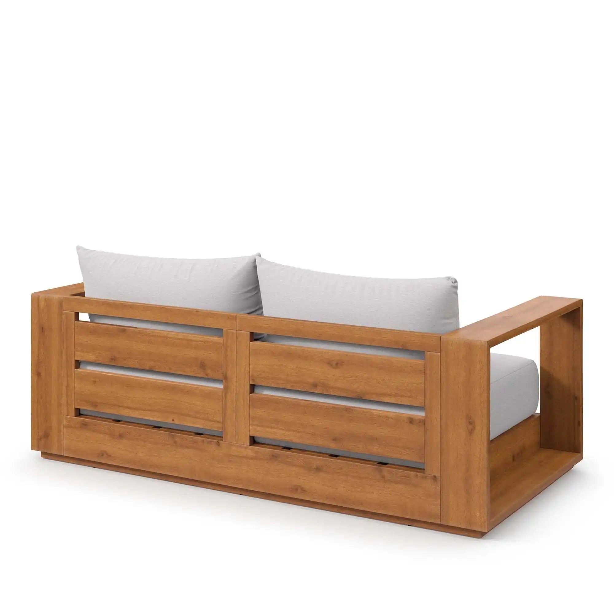 Tahoe Acacia Wood Outdoor Patio Acacia Wood Loveseat in Natural Light Gray - Best Buy Furniture